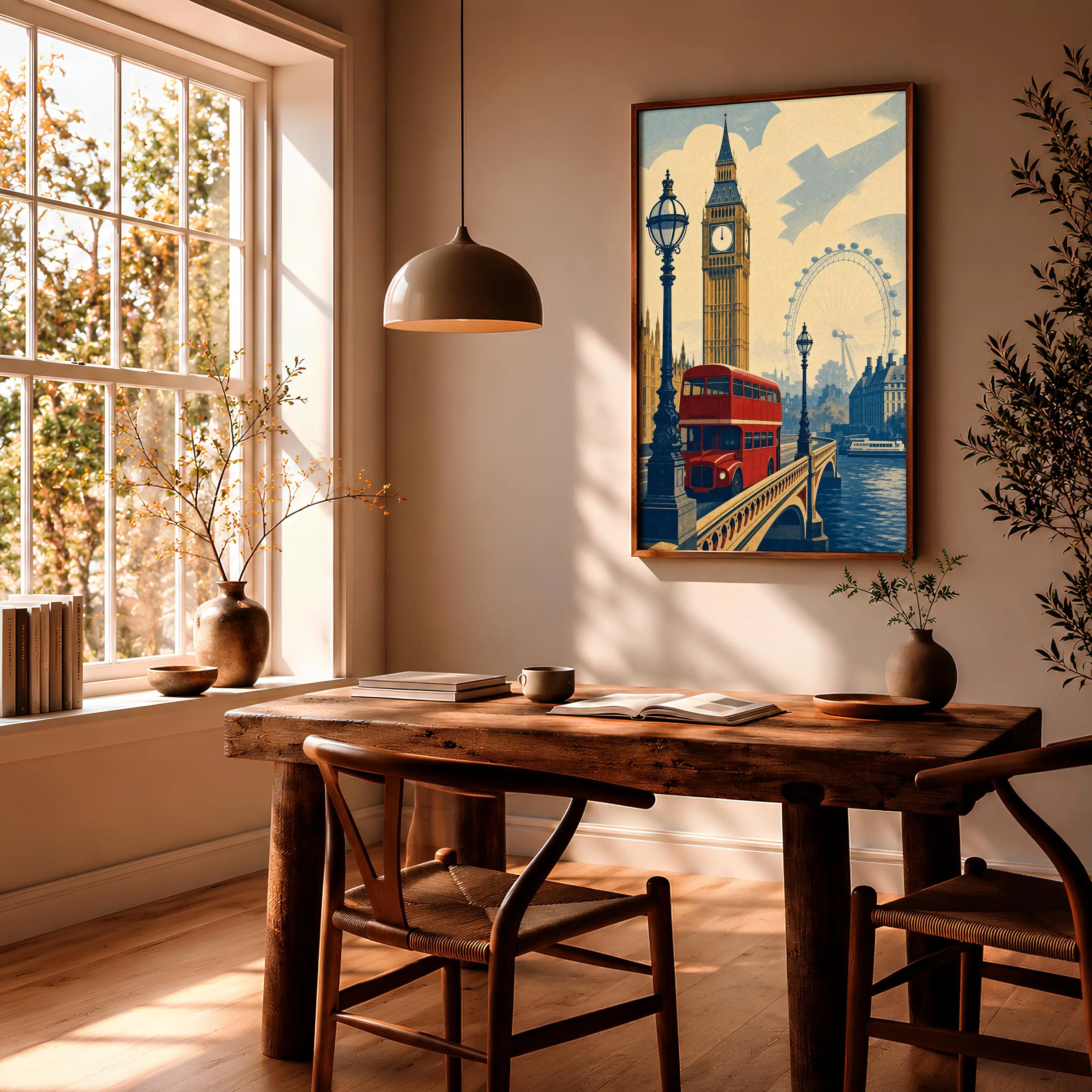 London Skyline Painting Print, Big Ben Wall Art, Vintage Cityscape Poster, British Travel Decor, Housewarming Gift – Calm Wall Art by Artsify thumbnail 2