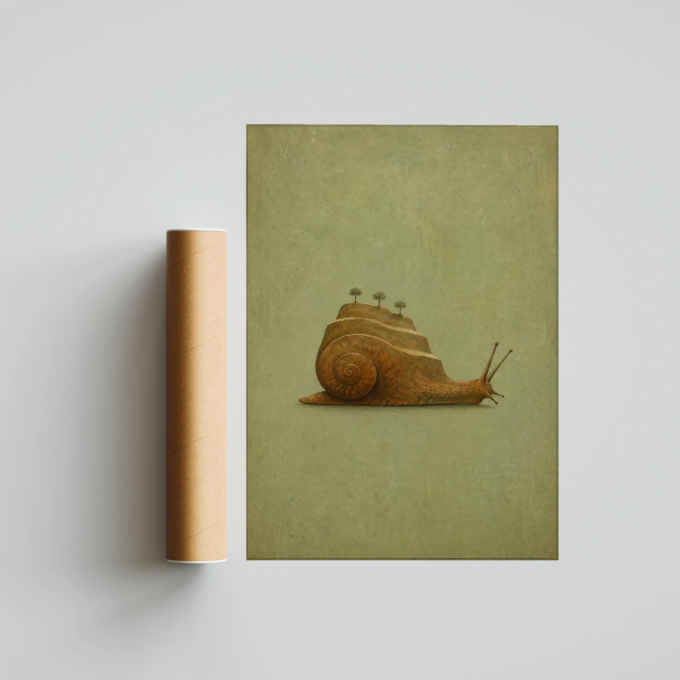 Terrace Snail Wall Art, Minimal Surreal Folk Landscape, Slow Living Decor – Calm Wall Art by Artsify thumbnail 5