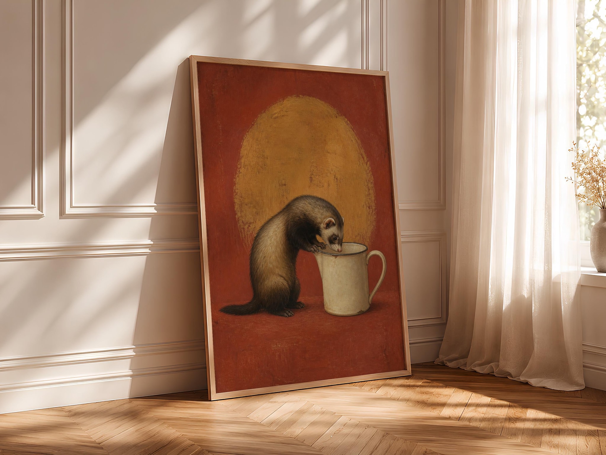 Funny Ferret Kitchen Art, Measuring Jug Pet, Minimalist Animal Print – Calm Wall Art by Artsify thumbnail 4