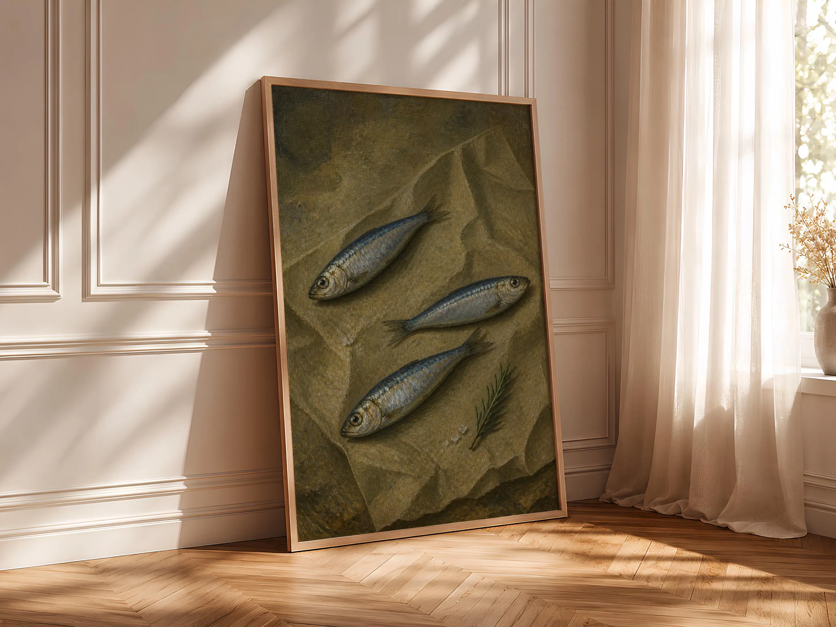 Sardine Still Life Print, Vintage Oil Painting Wall Art, Coastal Kitchen Poster, Housewarming Gift – Calm Wall Art by Artsify thumbnail 4