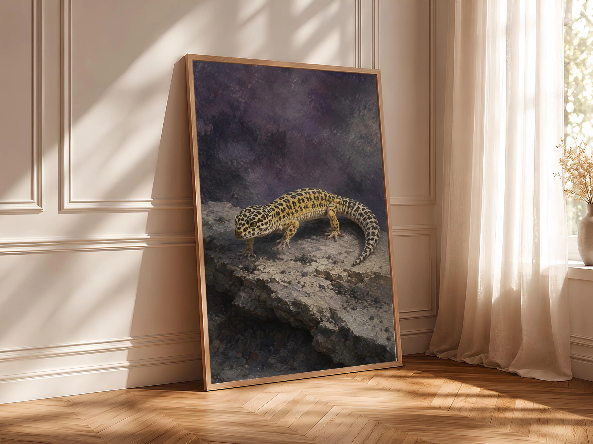 Leopard Gecko Wall Art, Crepuscular Stalking Reptile Casein Print – Calm Wall Art by Artsify thumbnail 4