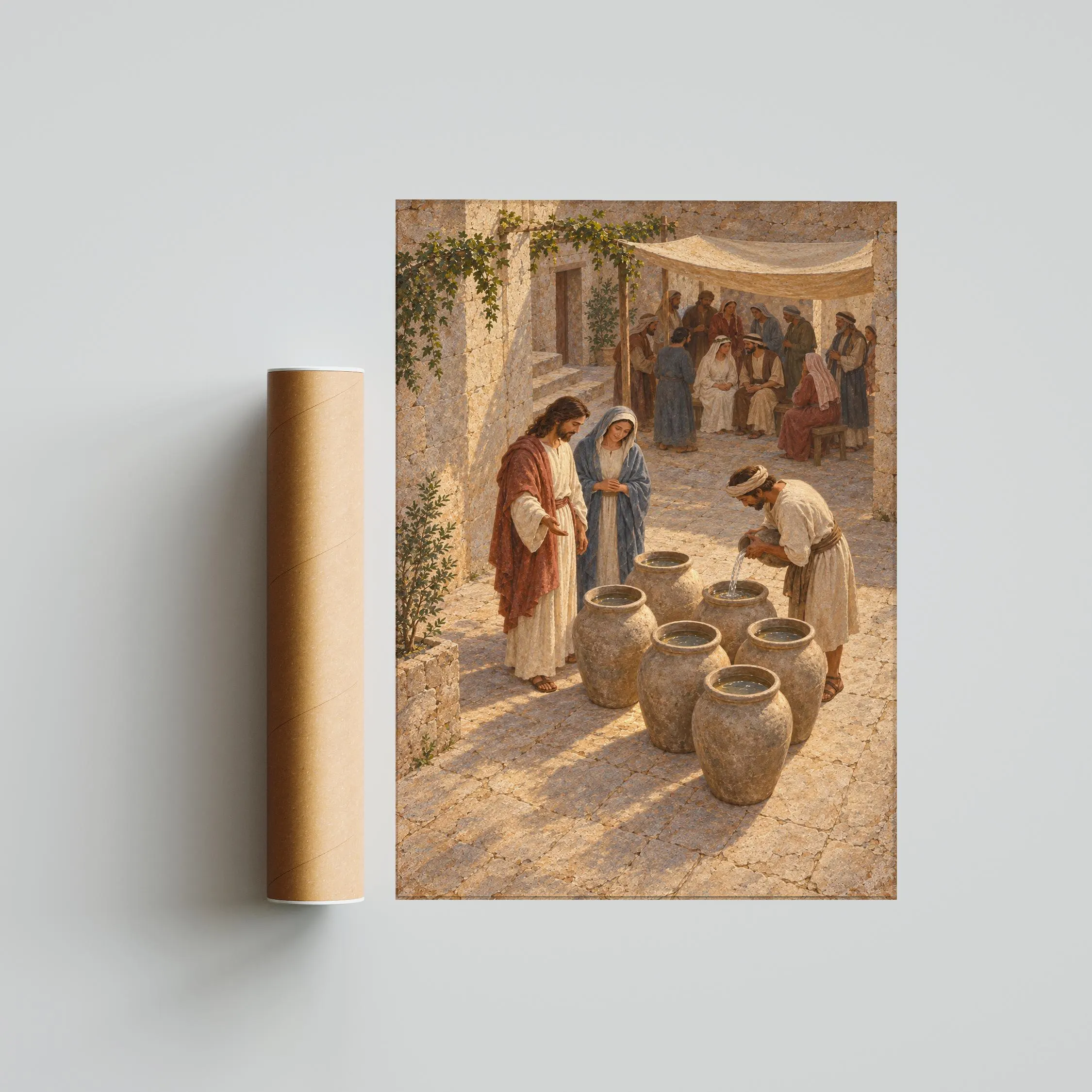Wedding at Cana Wall Art, Jesus Water Into Wine Painting – Calm Wall Art by Artsify thumbnail 5