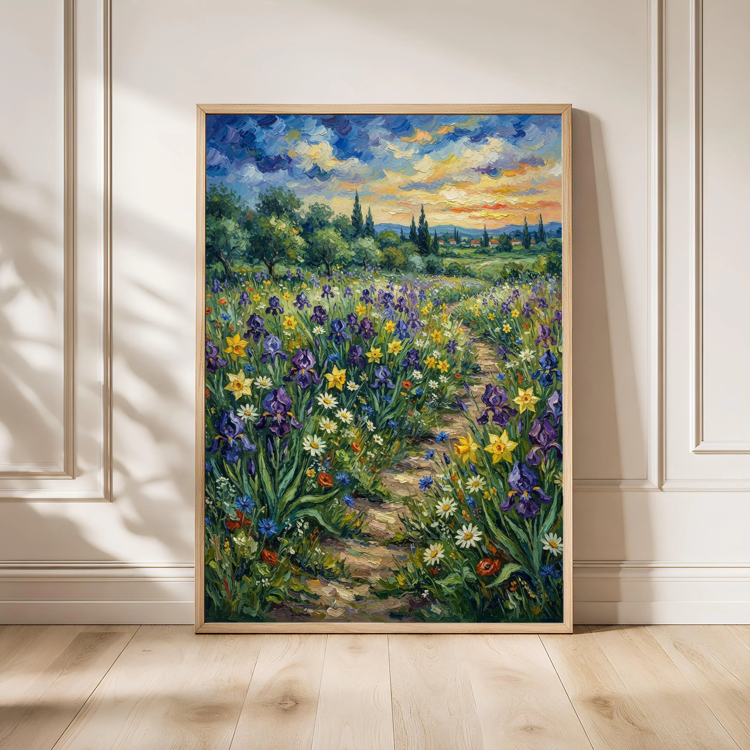 Van Gogh Style Iris Garden Print, Post Impressionist Wall Art, Purple Flower Poster, Bathroom Decor, Housewarming Gift – Calm Wall Art by Artsify