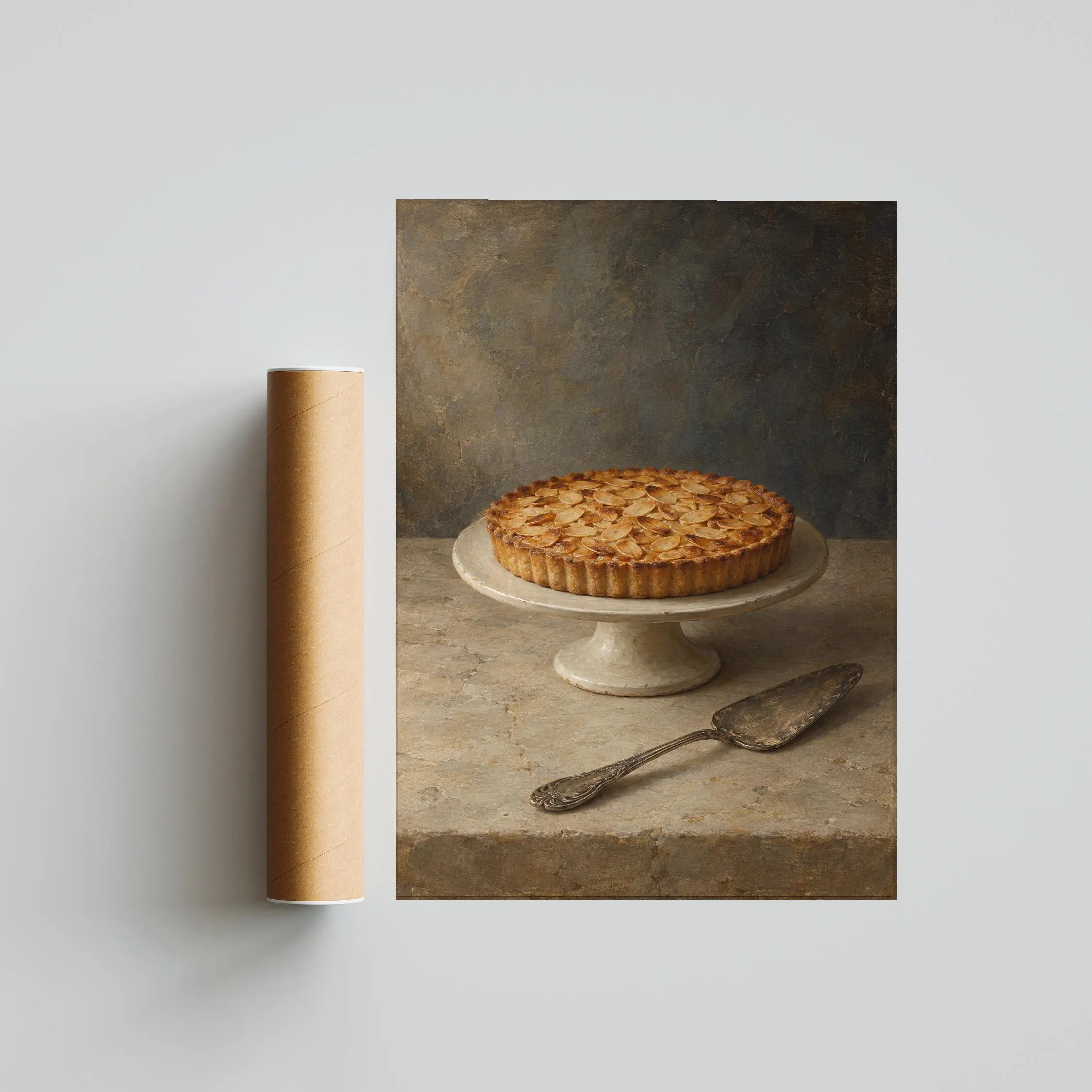 Almond Tart Wall Art, Vintage French Patisserie Oil Painting, Neutral Kitchen Decor – Calm Wall Art by Artsify thumbnail 5