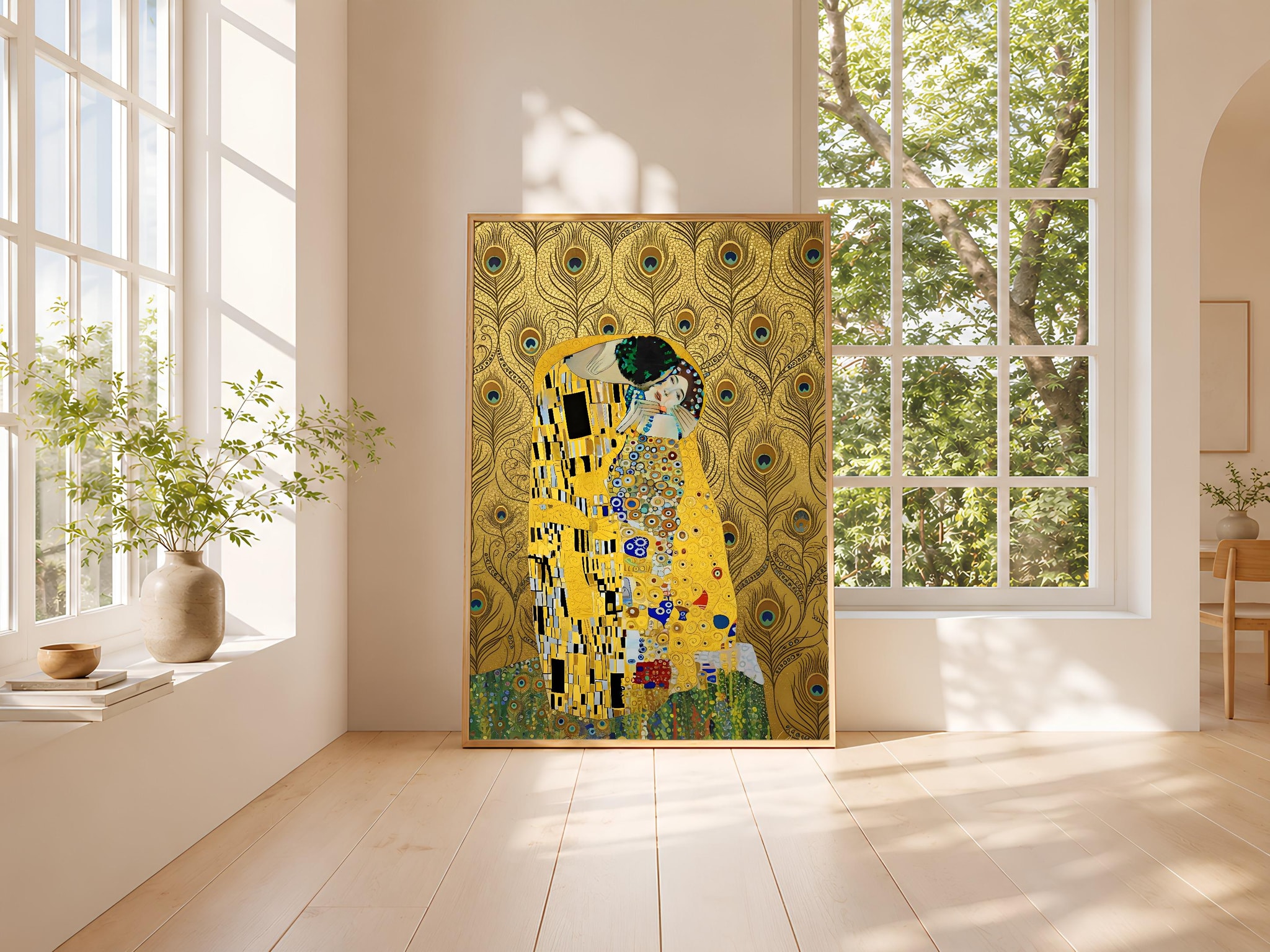 Klimt Style Peacock Print, Symbolist Gold Mosaic Poster, Jewel Tone Wall Art, Bedroom Decor, Housewarming Gift – Calm Wall Art by Artsify thumbnail 3