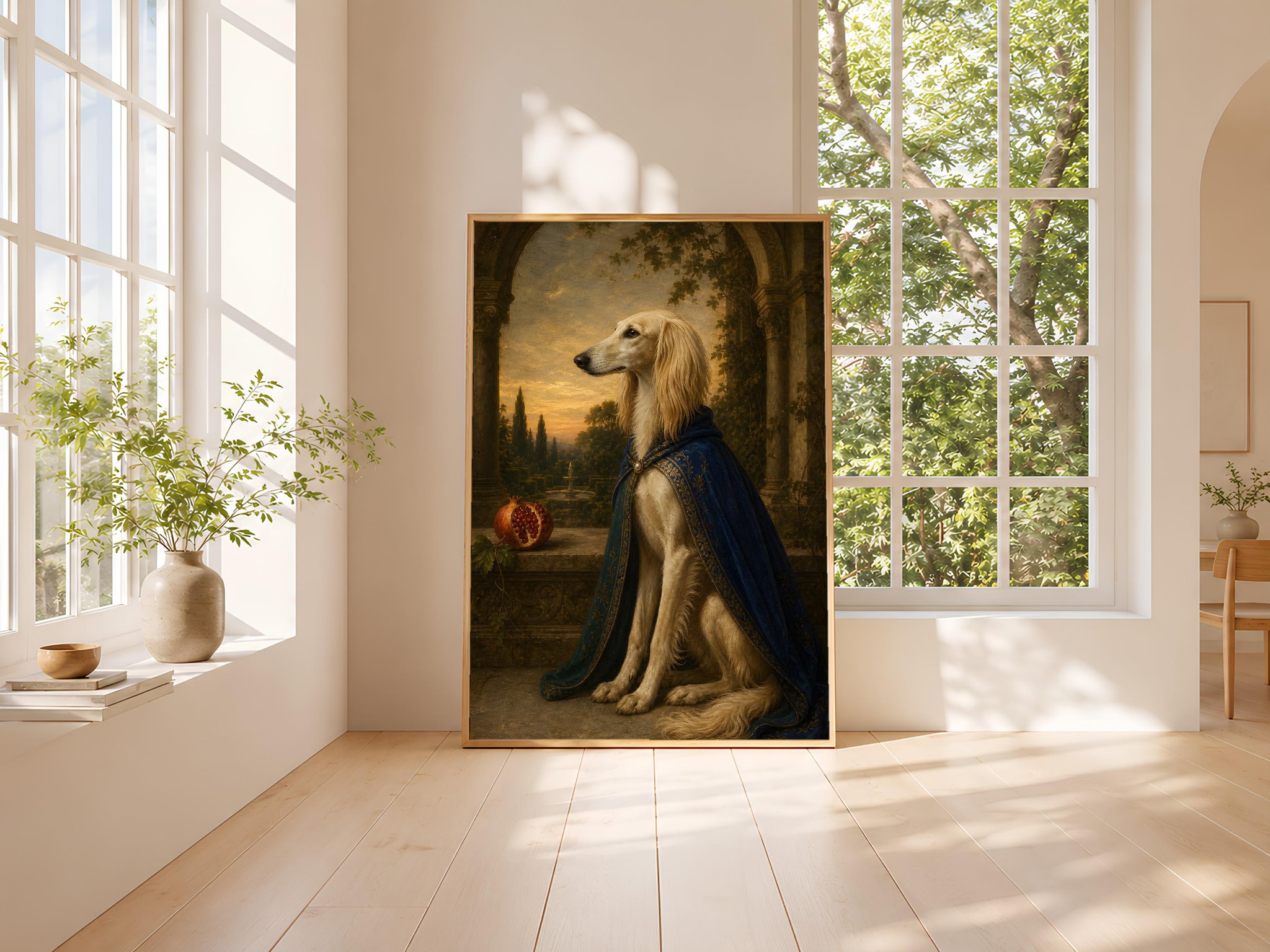 Dog Portrait Painting Print, Renaissance Style Wall Art, Regal Greyhound Poster, Classical Pet Decor, Housewarming Gift – Calm Wall Art by Artsify thumbnail 3