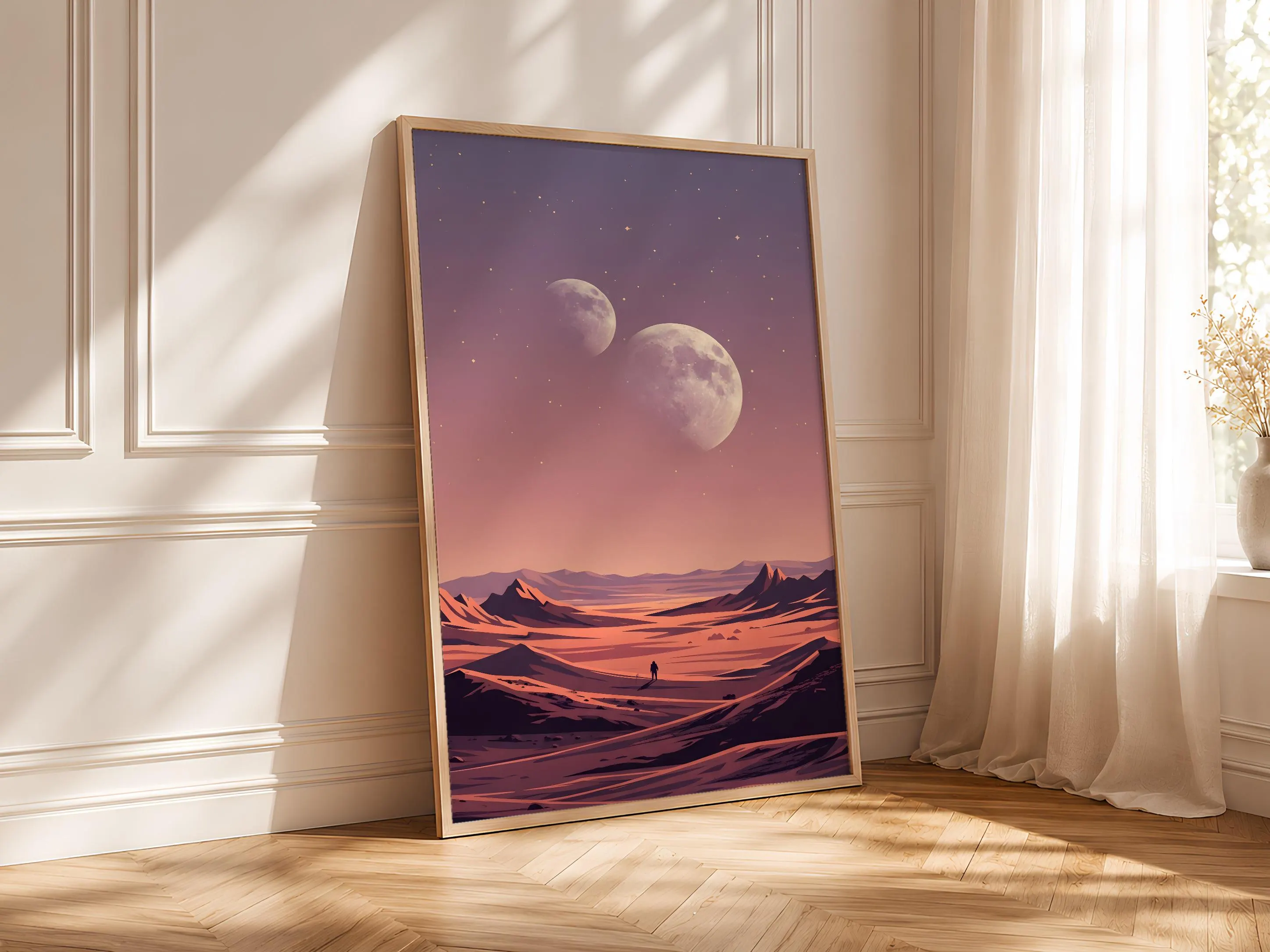 Retro Sci-Fi Poster, 70s Surreal Space Print, Vintage Cosmic Landscape Wall Art, Bedroom Decor, Housewarming Gift – Calm Wall Art by Artsify thumbnail 4