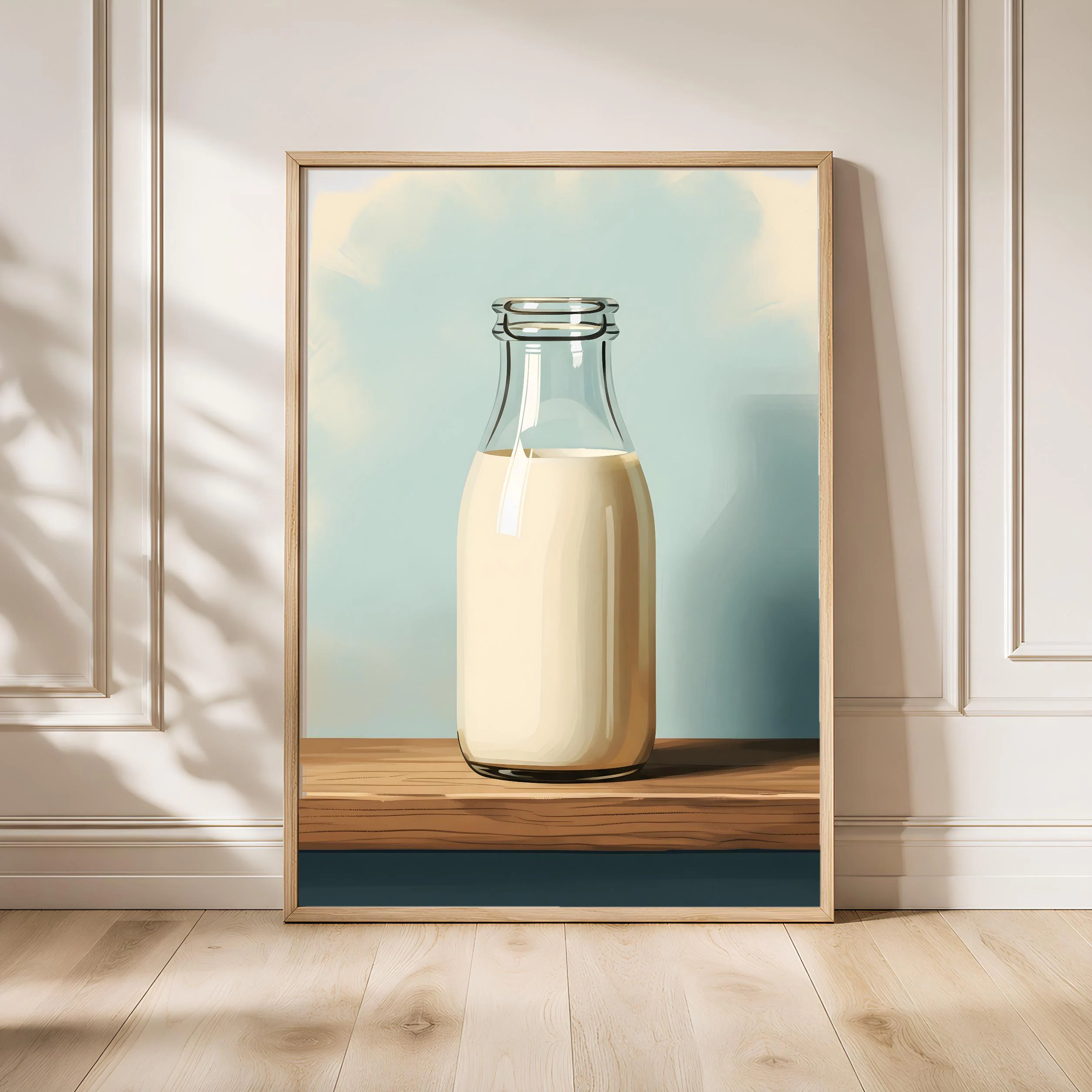 Vintage Milk Bottle Print, Retro Farmhouse Poster, Mid Century Kitchen Wall Art, Dairy Decor, Housewarming Gift – Calm Wall Art by Artsify