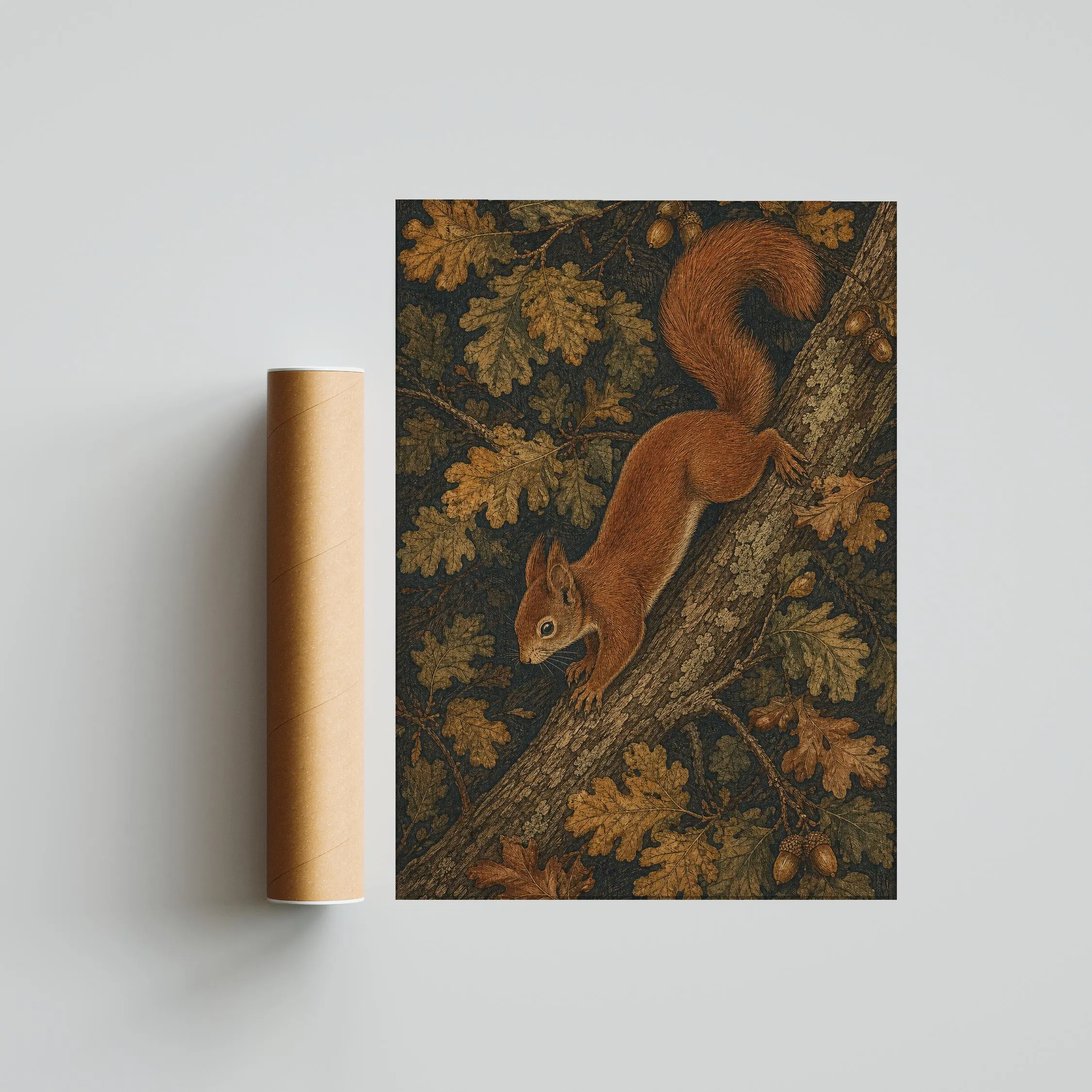 William Morris Squirrel Print, Red Squirrel Wall Art, Oak Woodland Poster, Autumn Cottagecore Decor, Housewarming Gift – Calm Wall Art by Artsify thumbnail 5