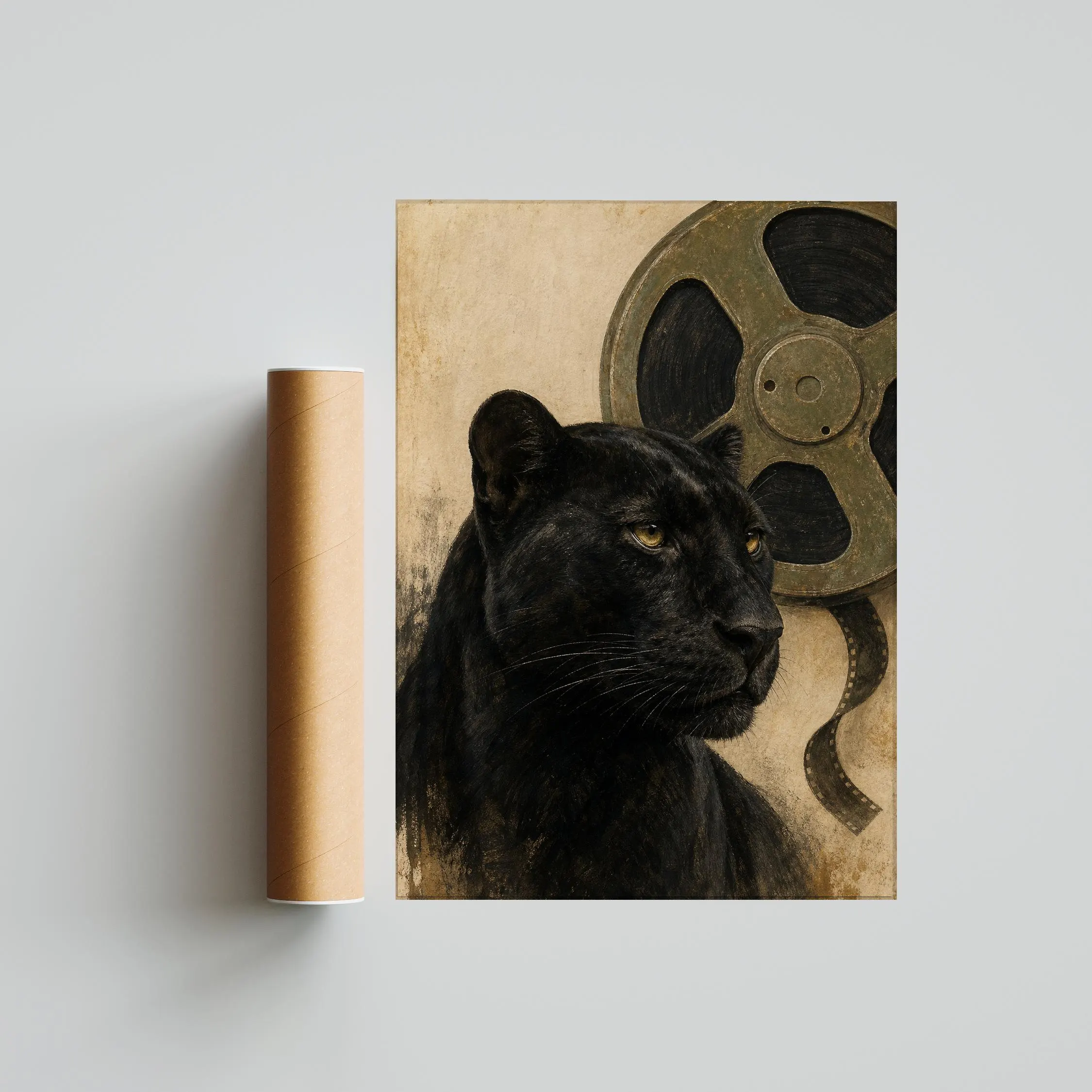 Panther Film Reel Print, Vintage Cinema Wall Art, Olive Movie Poster, Film Lover Decor, Housewarming Gift – Calm Wall Art by Artsify thumbnail 5