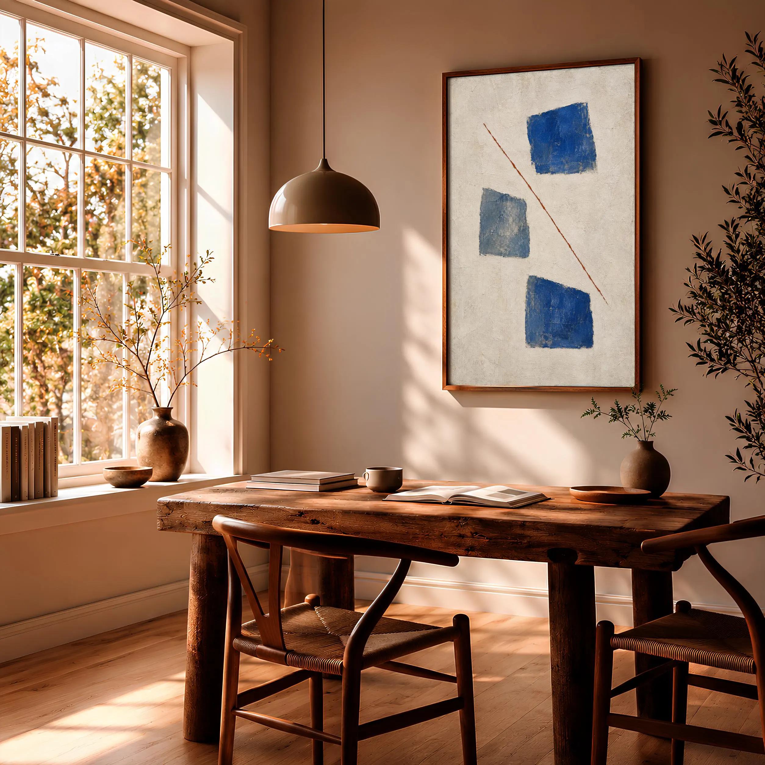 Cobalt Blocks Wall Art, Mid Century Modernist Abstract Print – Calm Wall Art by Artsify thumbnail 2