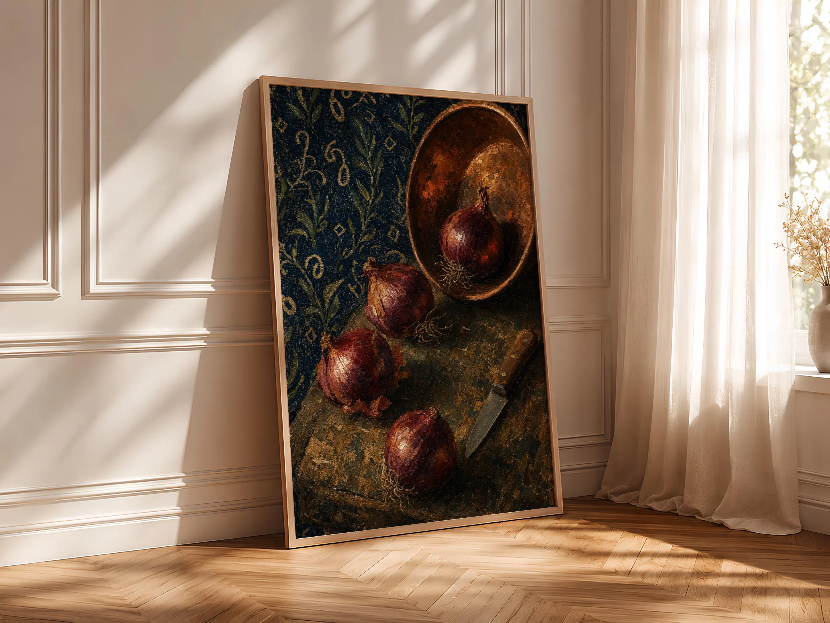 Van Gogh Style Onion Print, Post Impressionist Kitchen Wall Art, Copper Bowl Poster, Moody Pantry Decor, Housewarming Gift – Calm Wall Art by Artsify thumbnail 4