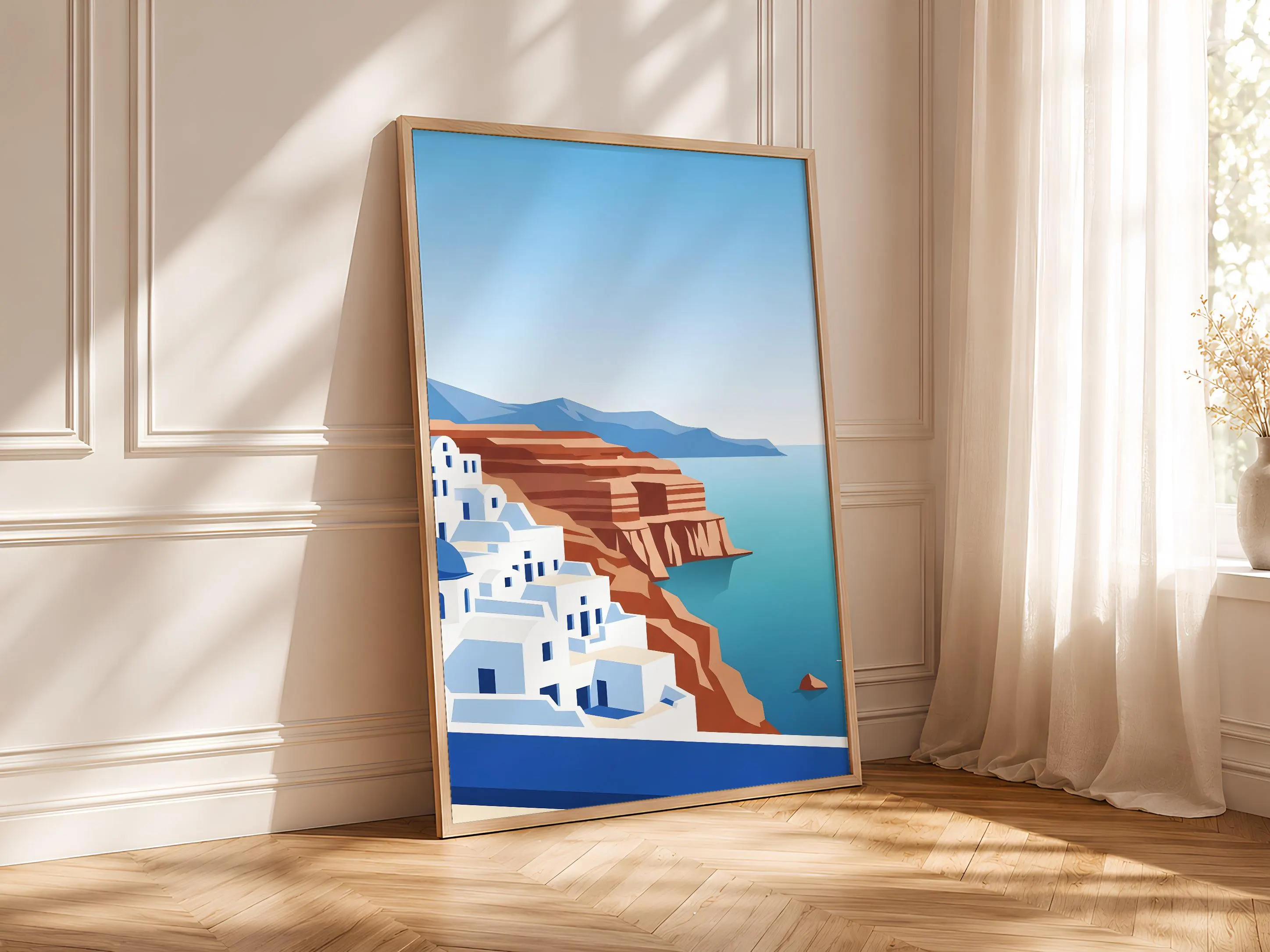 Mediterranean Coastline Print, Coastal Cliff Poster, Minimalist Travel Wall Art, Living Room Decor, Housewarming Gift – Calm Wall Art by Artsify thumbnail 4