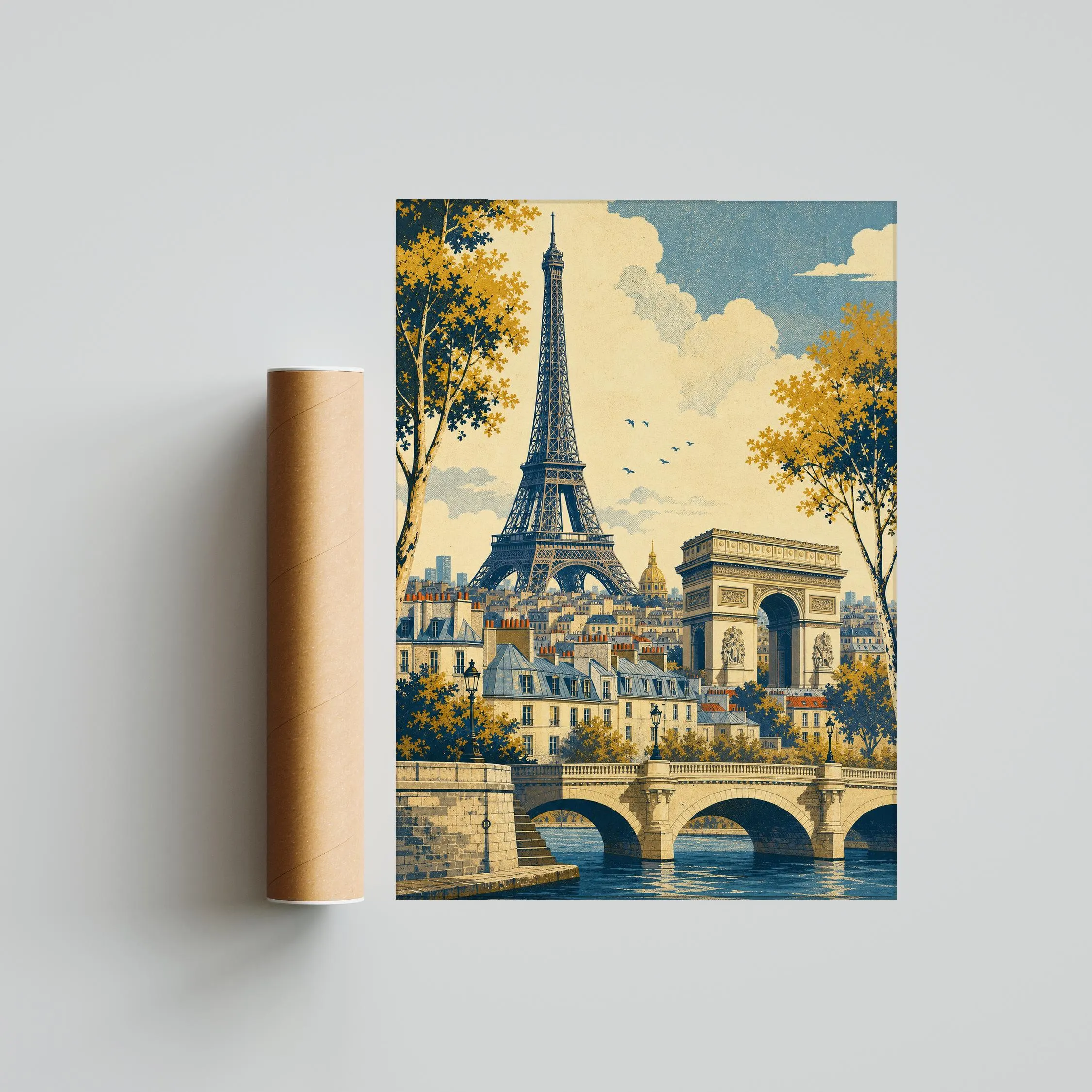 Paris Skyline Painting Print, Eiffel Tower Wall Art, Vintage Cityscape Poster, French Travel Decor, Housewarming Gift – Calm Wall Art by Artsify thumbnail 5