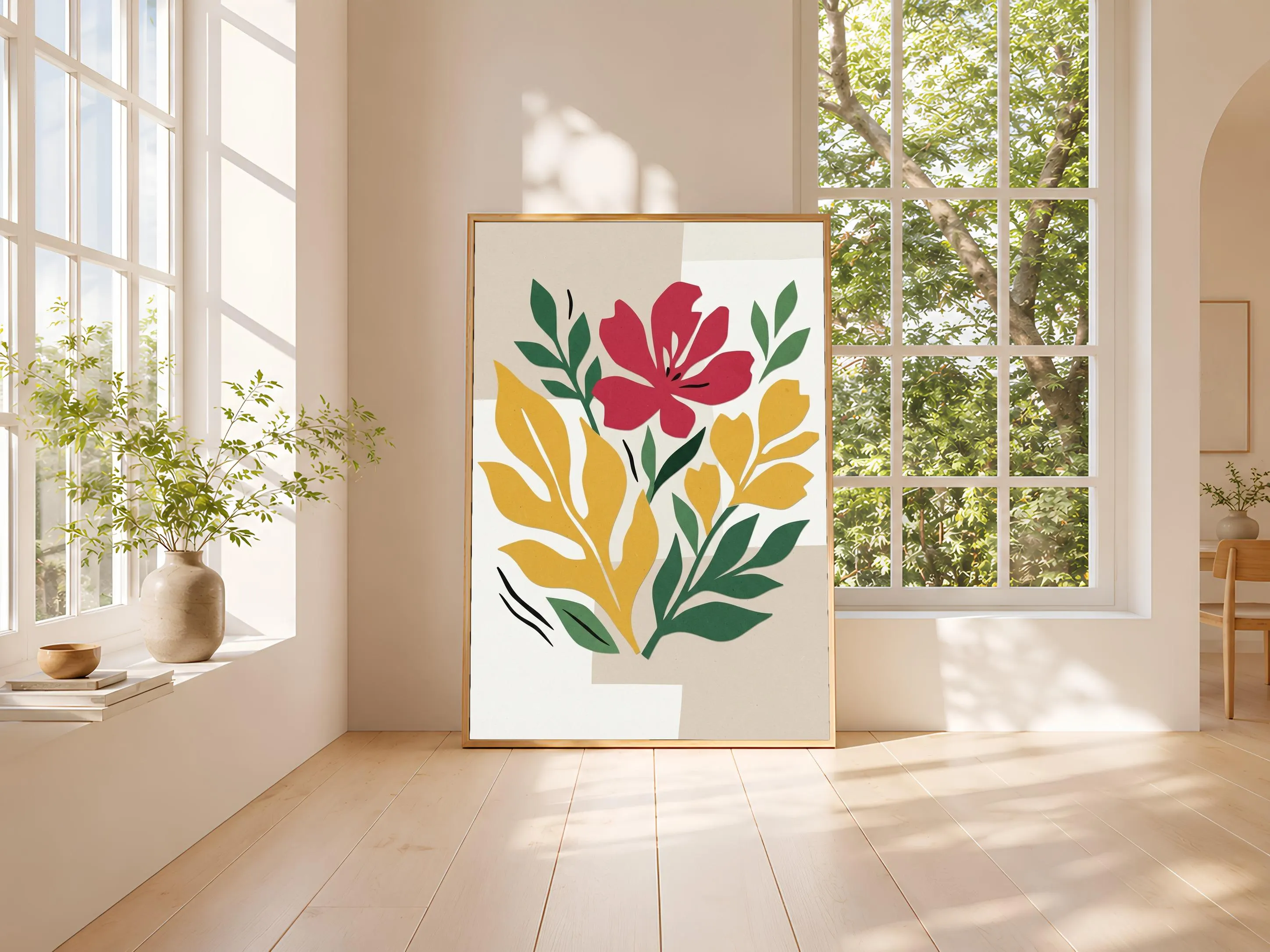 Matisse Style Wall Art, Botanical Cut Paper Poster, Bold Flower Print, Dining Room Decor, Housewarming Gift – Calm Wall Art by Artsify thumbnail 3