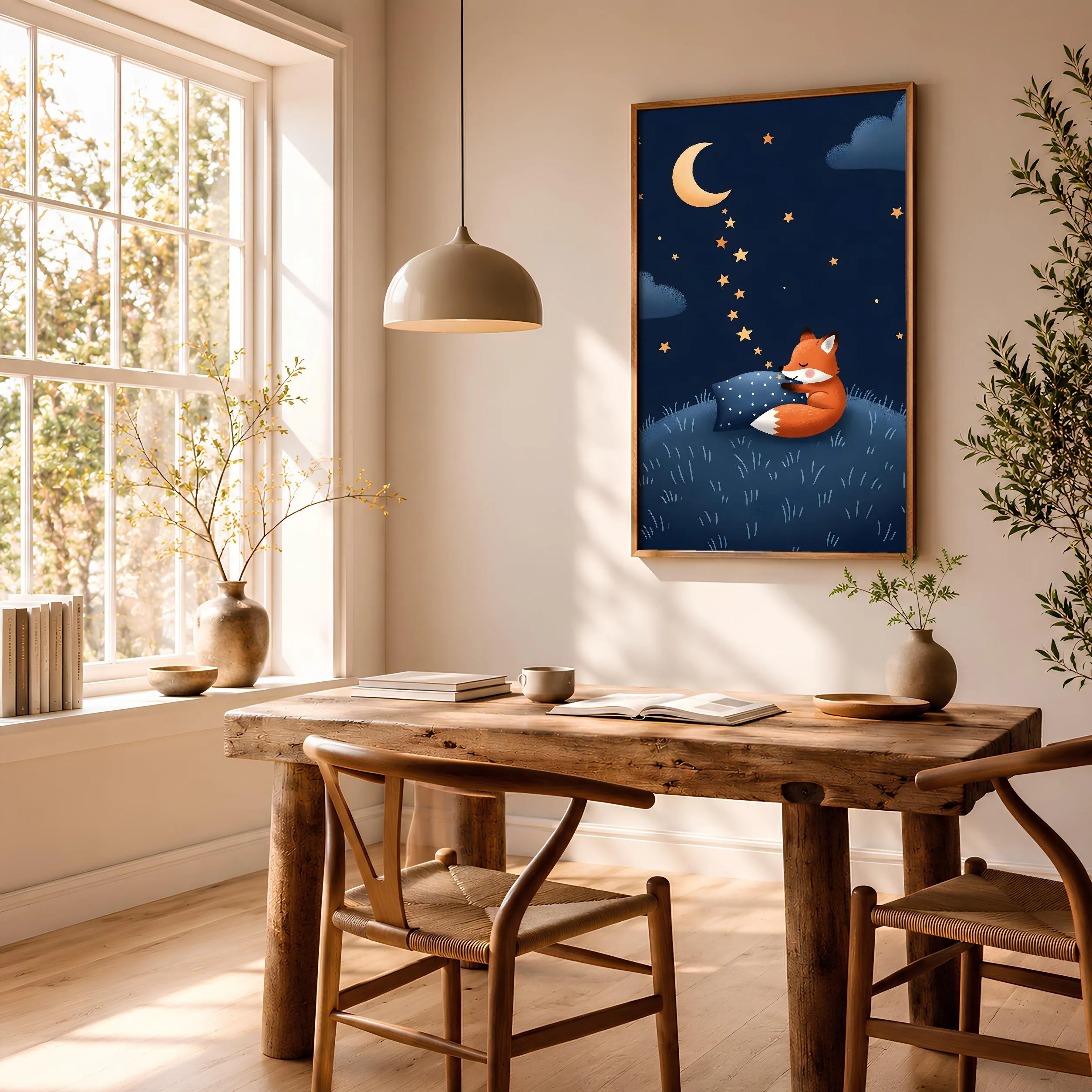 Fox Nursery Art Print, Starry Night Kids Poster, Whimsical Bedtime Wall Art, Cozy Baby Room Decor, Housewarming Gift – Calm Wall Art by Artsify thumbnail 2