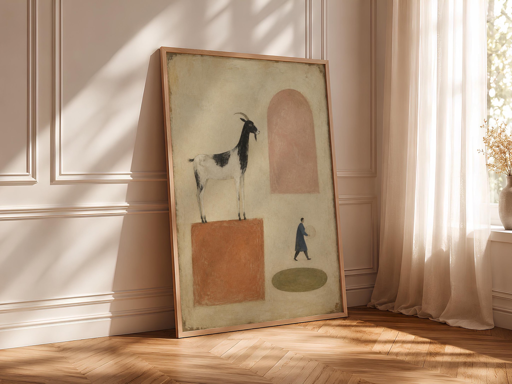 Goat Block Wall Art, Naive Folk Painting – Calm Wall Art by Artsify thumbnail 4