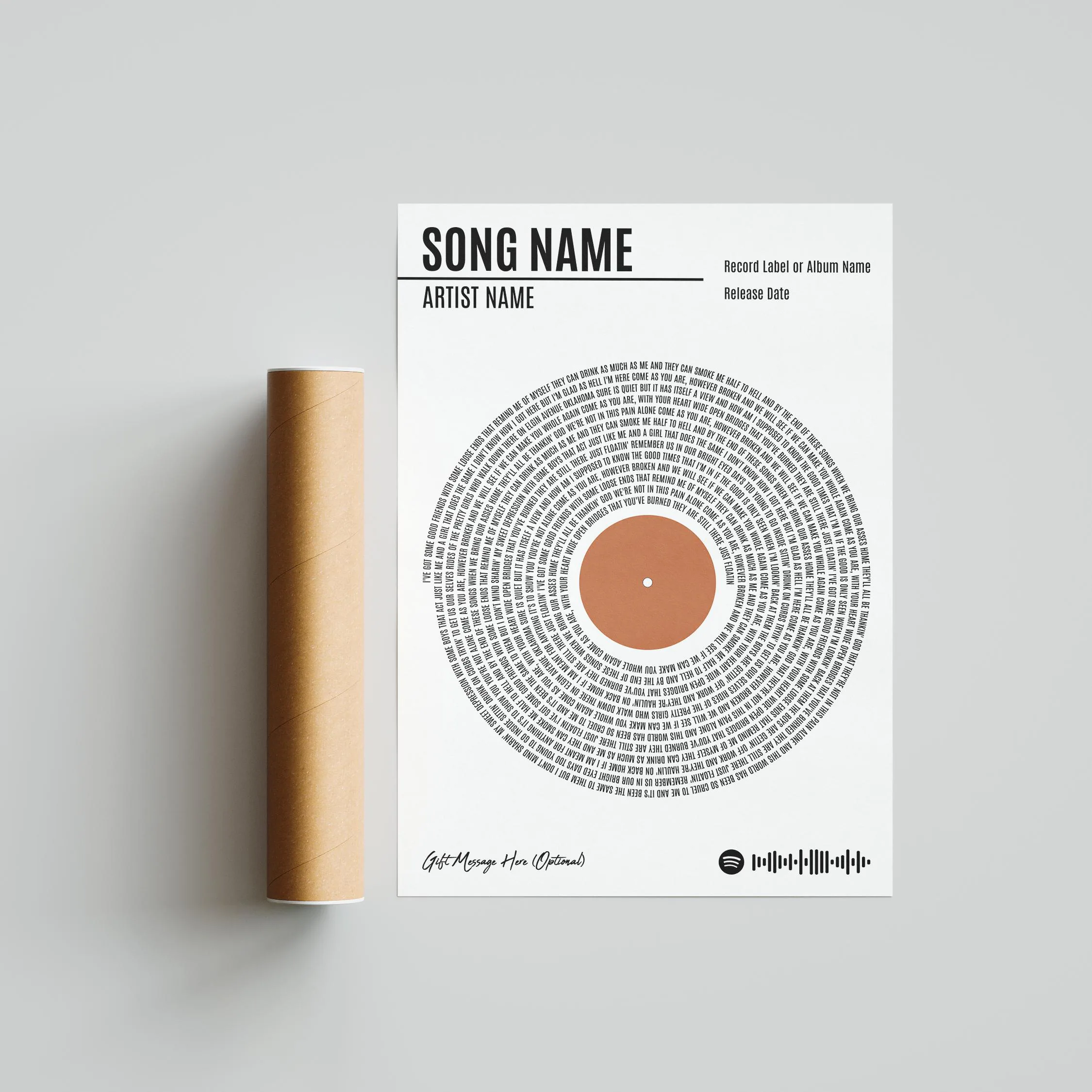 Custom Vinyl Lyrics Print, Personalised Music Poster, Customizable Music Gift, Anniversary Gift, Wedding Song Dance, Valentine's Gift – Calm Wall Art by Artsify thumbnail 5