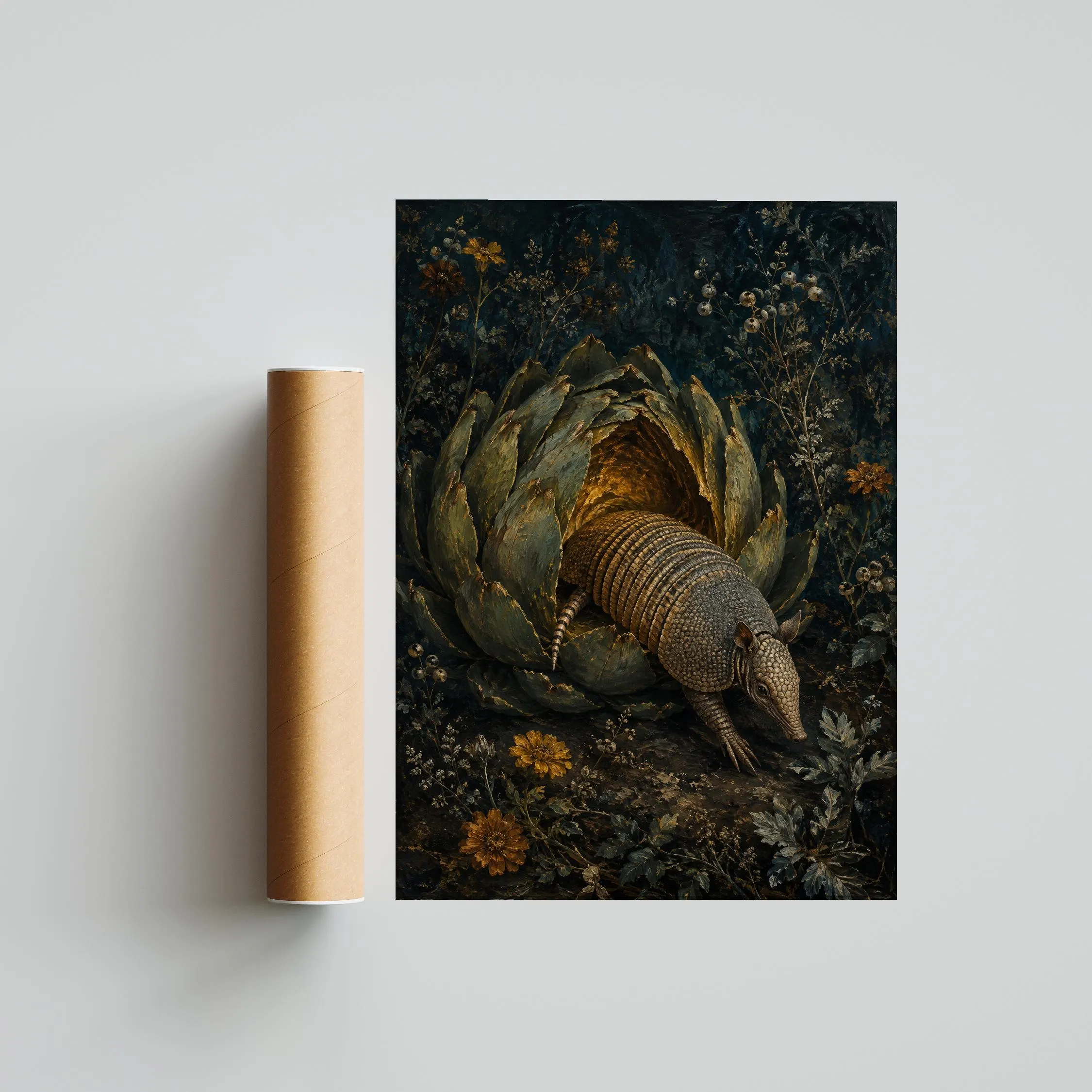 Armadillo Artichoke Wall Art, Surreal Oil Painting – Calm Wall Art by Artsify thumbnail 5