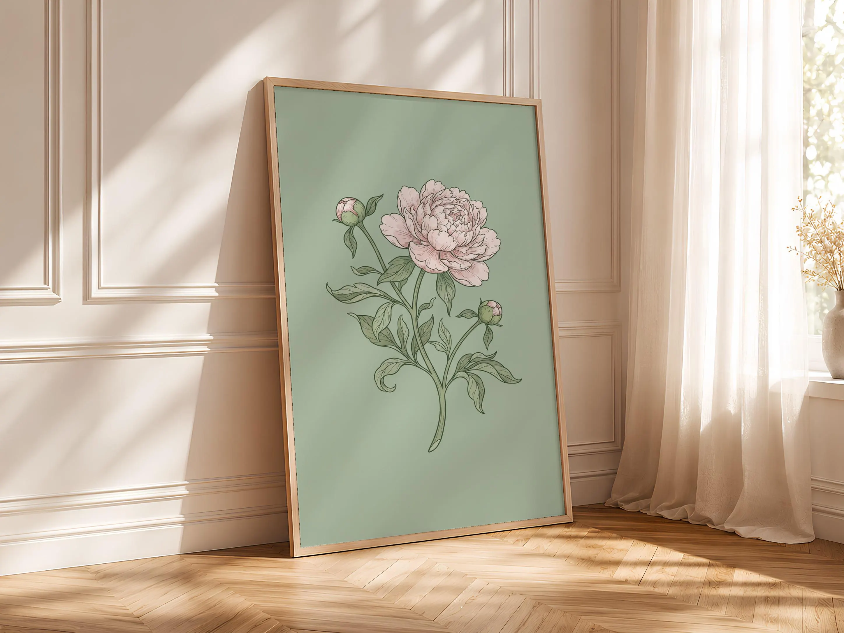 William Morris Peony Print, Arts and Crafts Botanical Line Art, Minimal Flower Poster, Bedroom Decor, Housewarming Gift – Calm Wall Art by Artsify thumbnail 4