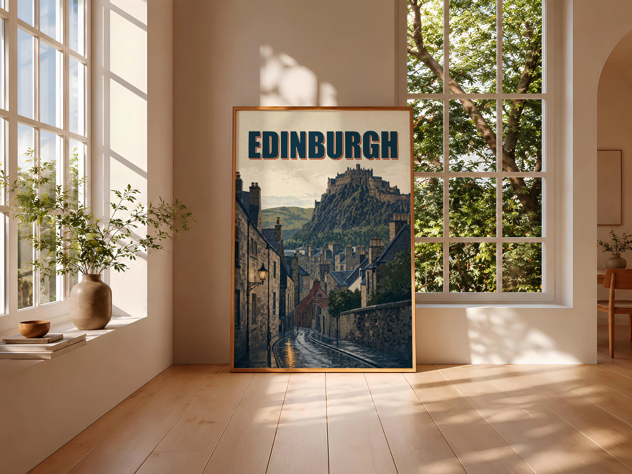 Edinburgh Travel Poster Print, Vintage Skyline Wall Art, Bold Typography Poster, City Name Wall Decor, Housewarming Gift – Calm Wall Art by Artsify thumbnail 3