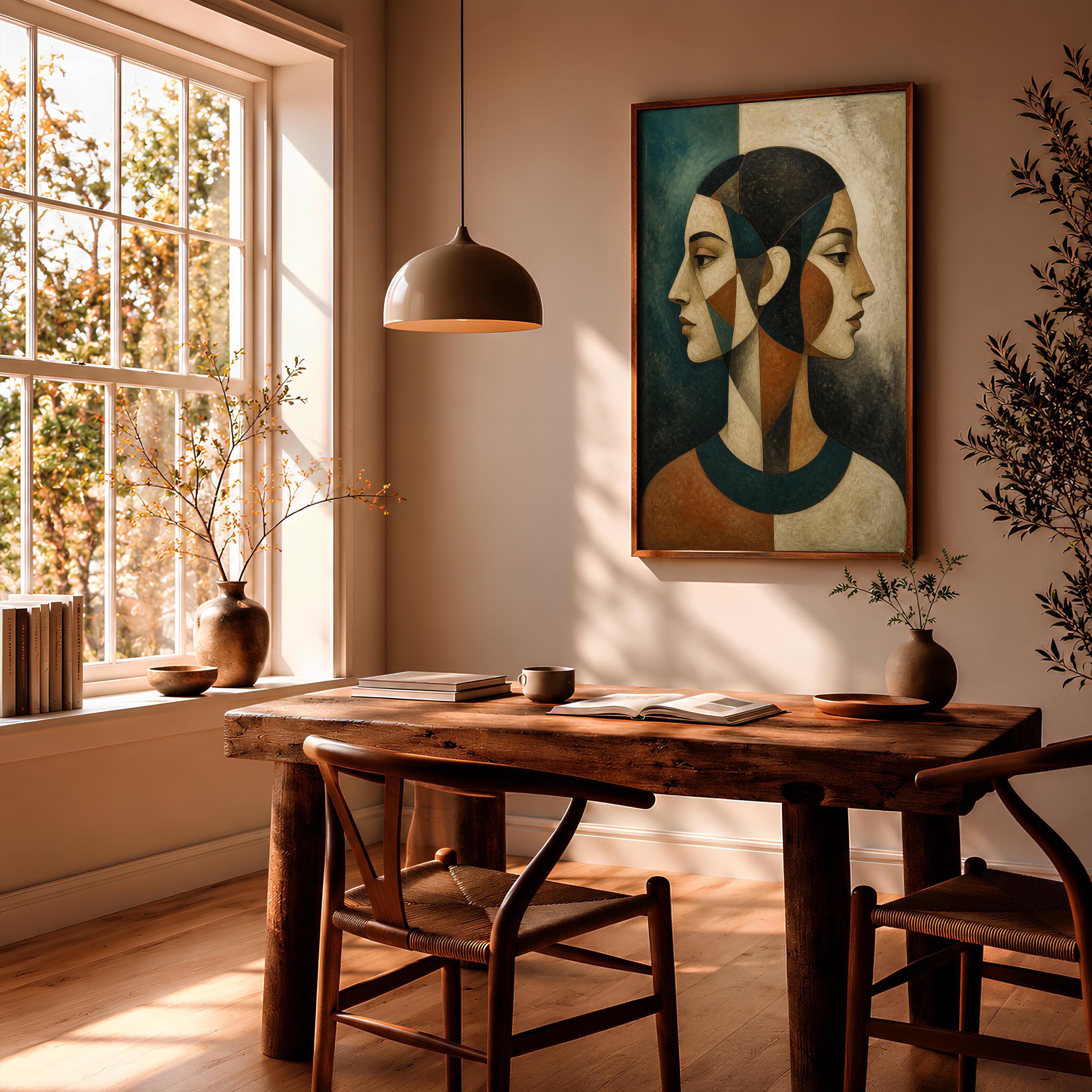 Dual View Portrait Print, Modernist Wall Art, Sienna Teal Poster, Housewarming Gift – Calm Wall Art by Artsify thumbnail 2