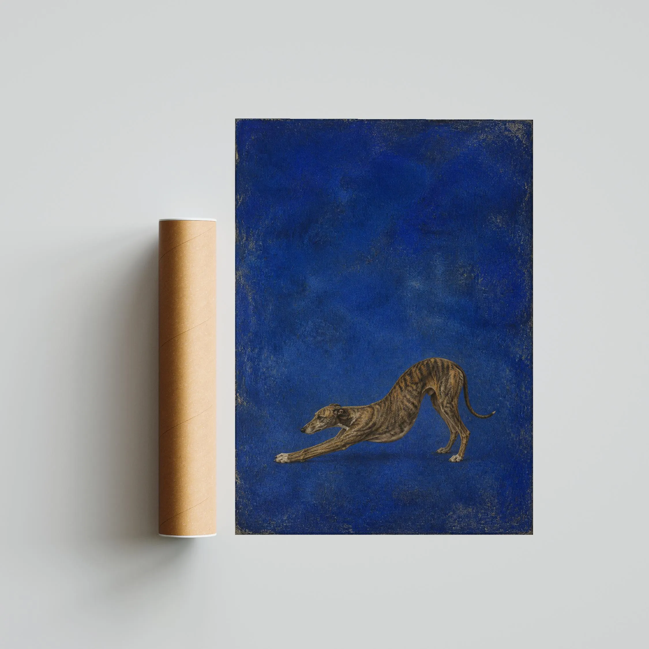 Whippet Wall Art, Mineral Blue Tempera Dog Painting, Vintage Sighthound Print, Housewarming Gift – Calm Wall Art by Artsify thumbnail 5