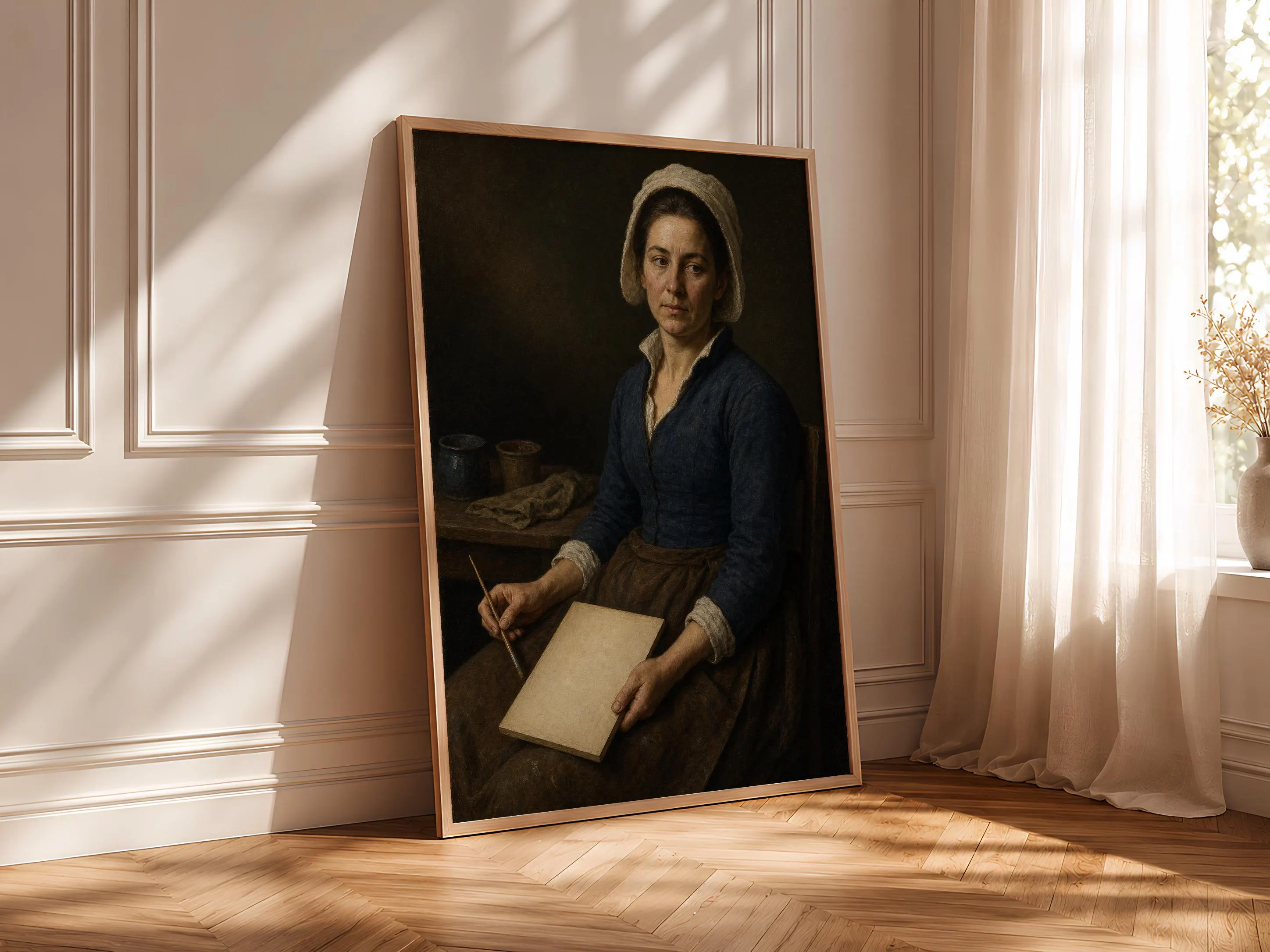 Renaissance Woman Painter Print, Vintage Artist Portrait Wall Art, Old Master Poster, Dark Academia Decor, Housewarming Gift – Calm Wall Art by Artsify thumbnail 4