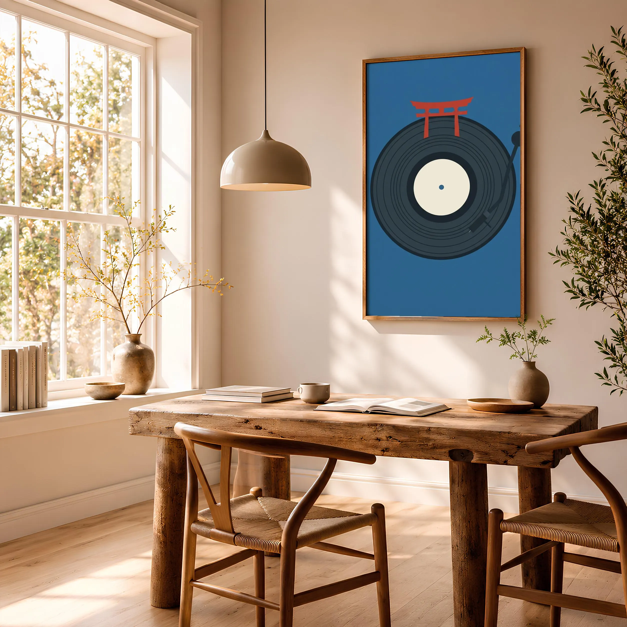 Torii Gate Vinyl Record Print, Japanese Shrine Music Poster, Vermilion Wall Art, Housewarming Gift – Calm Wall Art by Artsify thumbnail 2
