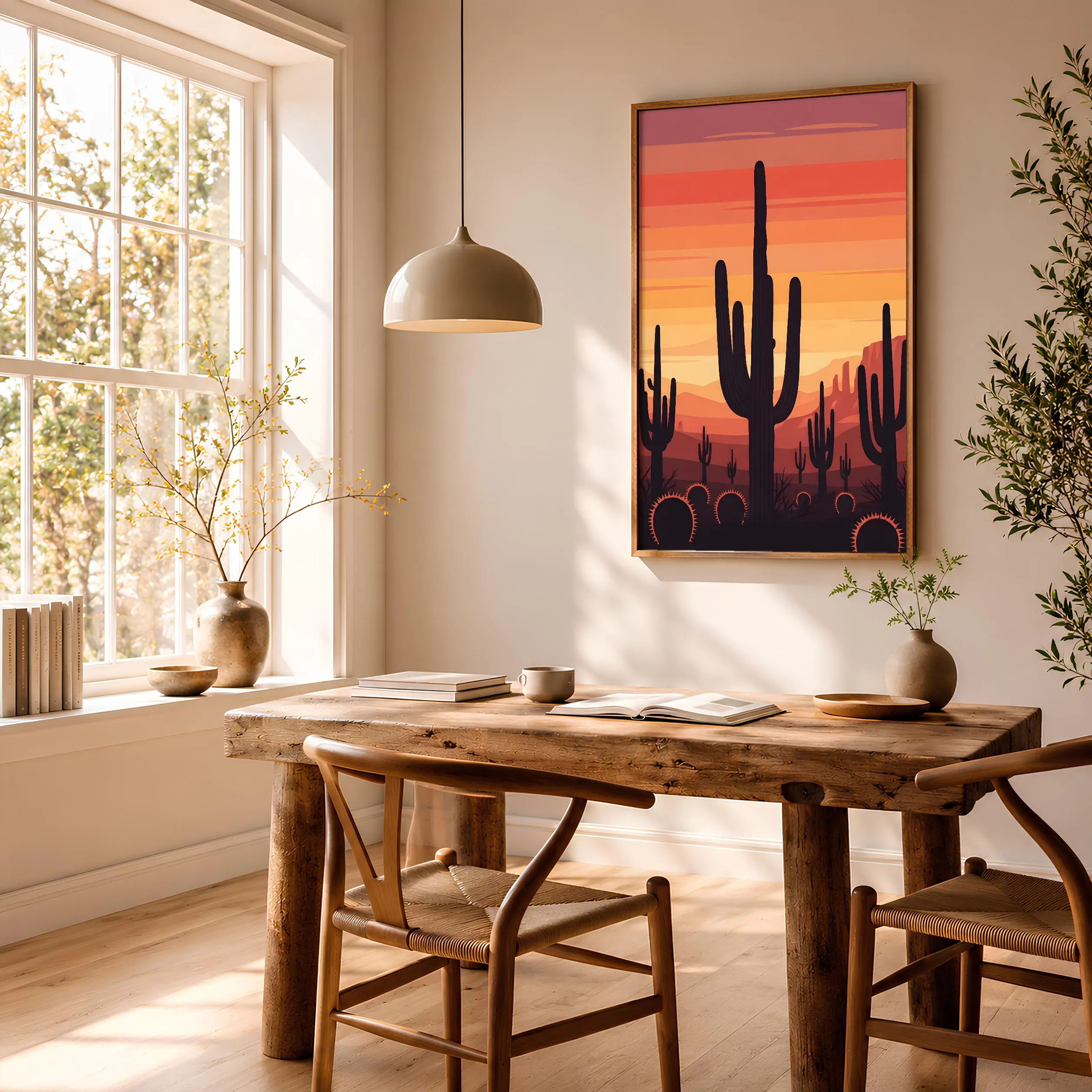 Saguaro Sunset Print, Southwestern Desert Poster, Minimalist Cactus Wall Art, Boho Living Room Decor, Housewarming Gift – Calm Wall Art by Artsify thumbnail 2