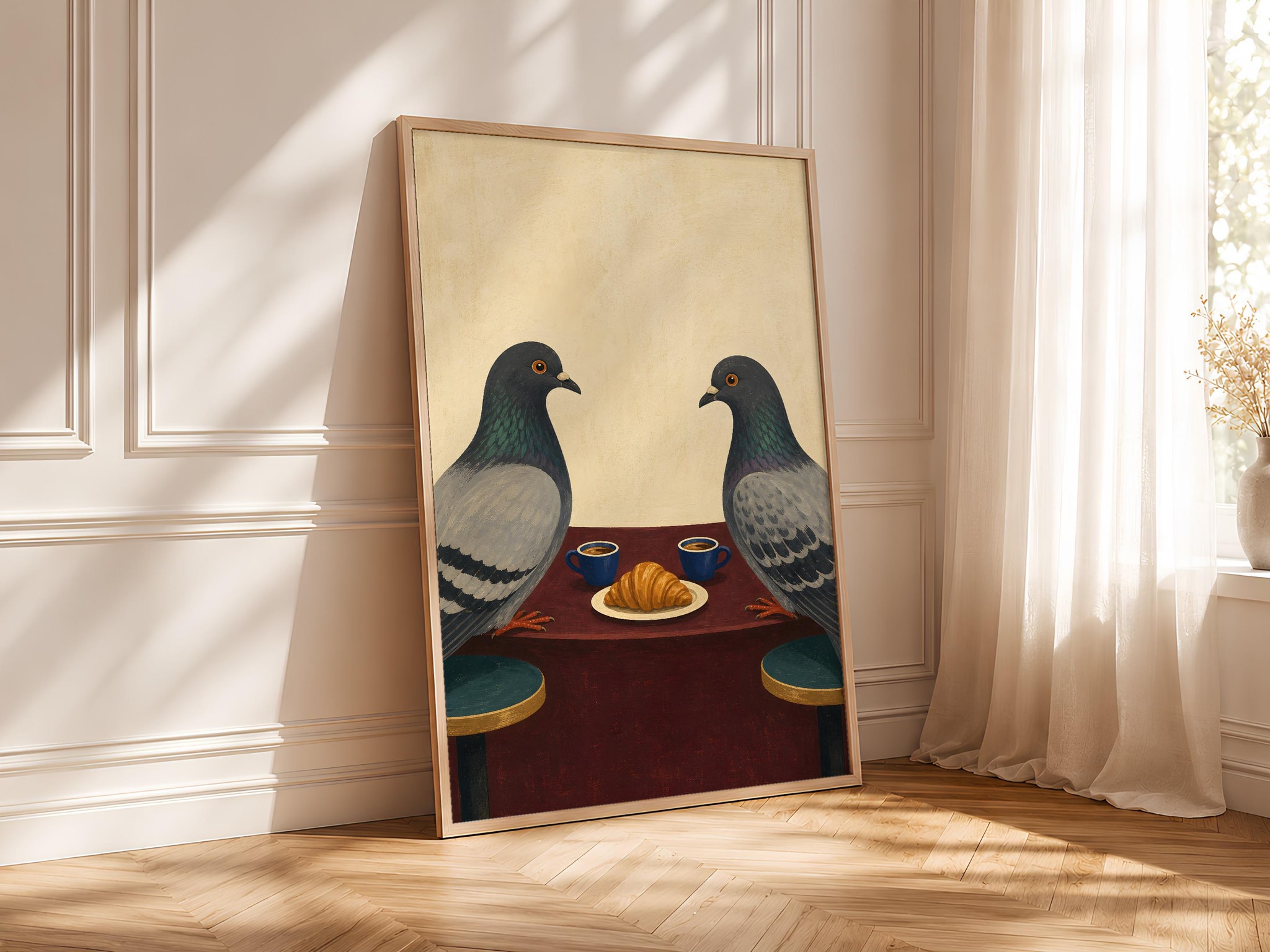 Funny Pigeon Print, Cafe Wall Art, Quirky Bird Poster, Coffee Lover Decor, Housewarming Gift – Calm Wall Art by Artsify thumbnail 4