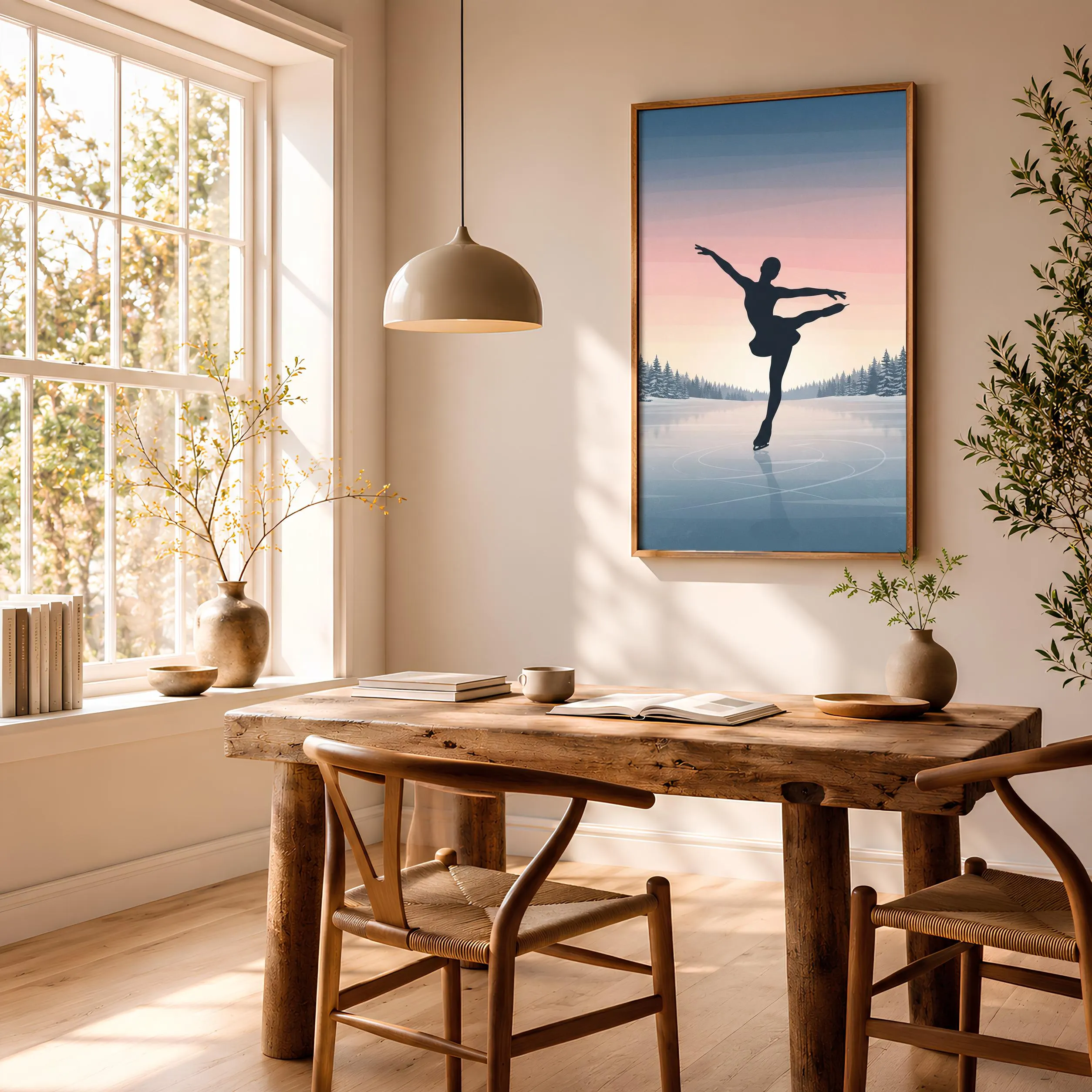 Ice Skater Print, Winter Scene Poster, Dusty Blue Wall Art, Skating Gift, Housewarming Gift – Calm Wall Art by Artsify thumbnail 2