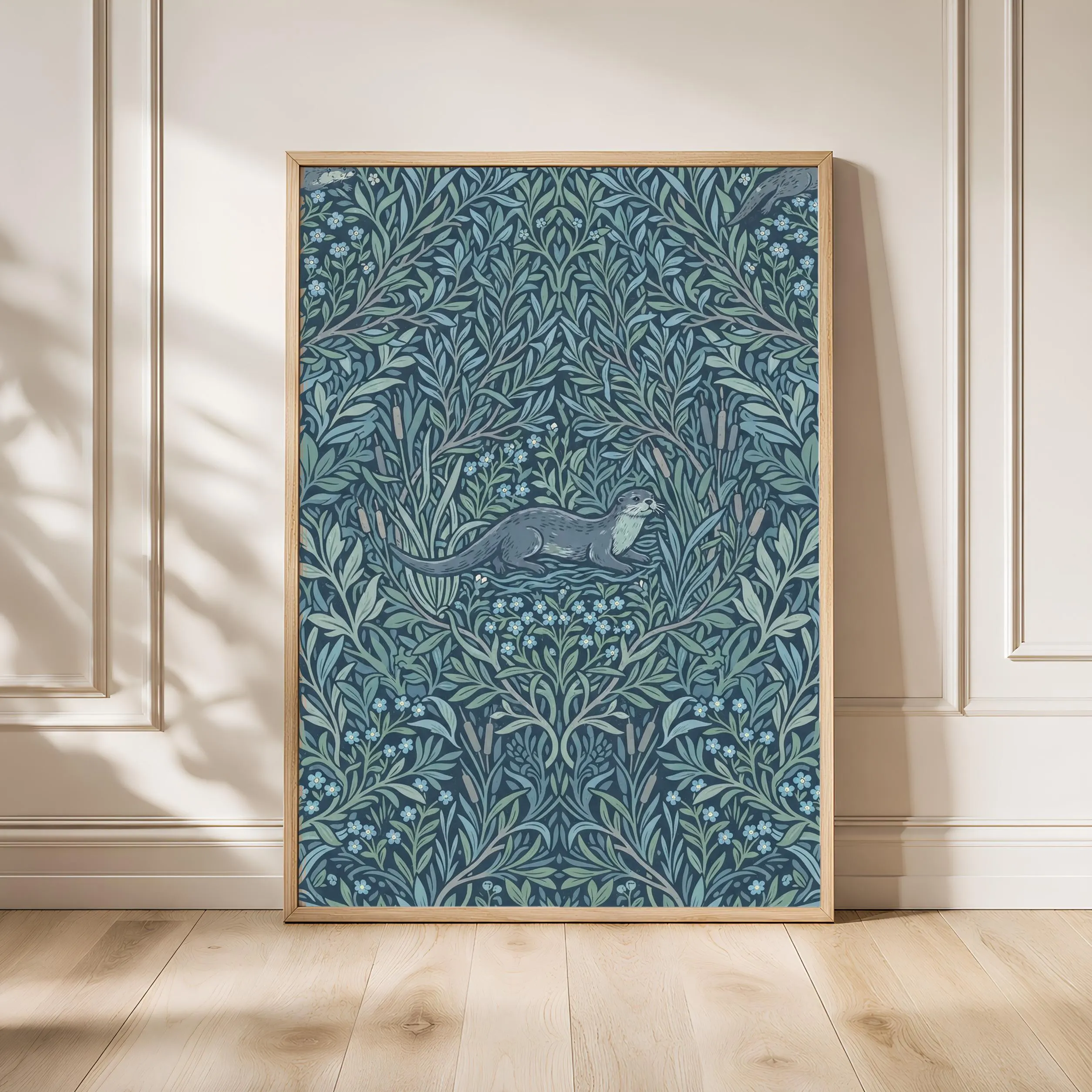 William Morris Style Print, Arts and Crafts Otter Poster, Riverside Wall Art, Bedroom Decor, Housewarming Gift – Calm Wall Art by Artsify