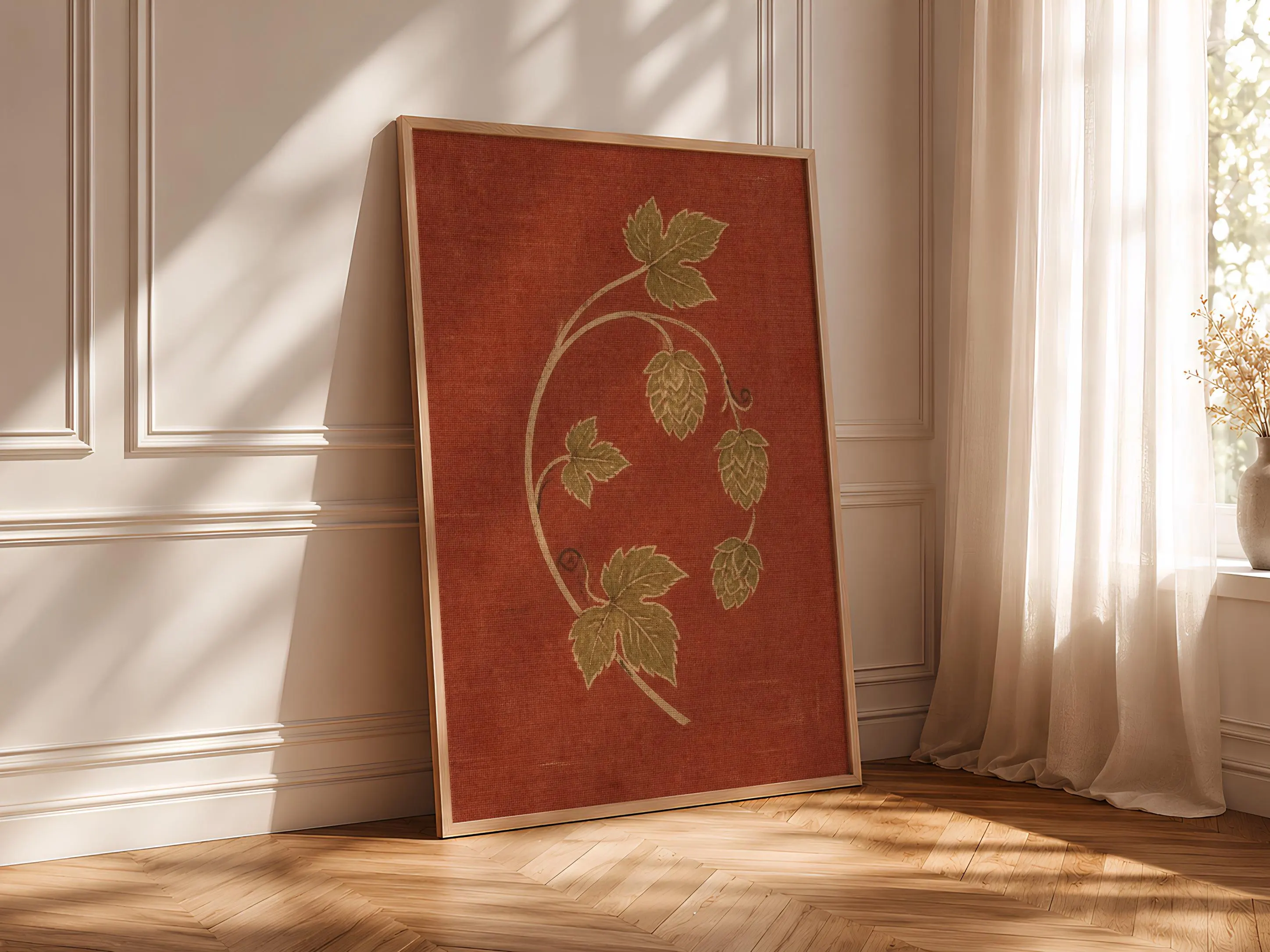 Hops Vine Wall Art, Minimalist Arts and Crafts Botanical Print, Rustic Brewery Decor – Calm Wall Art by Artsify thumbnail 4