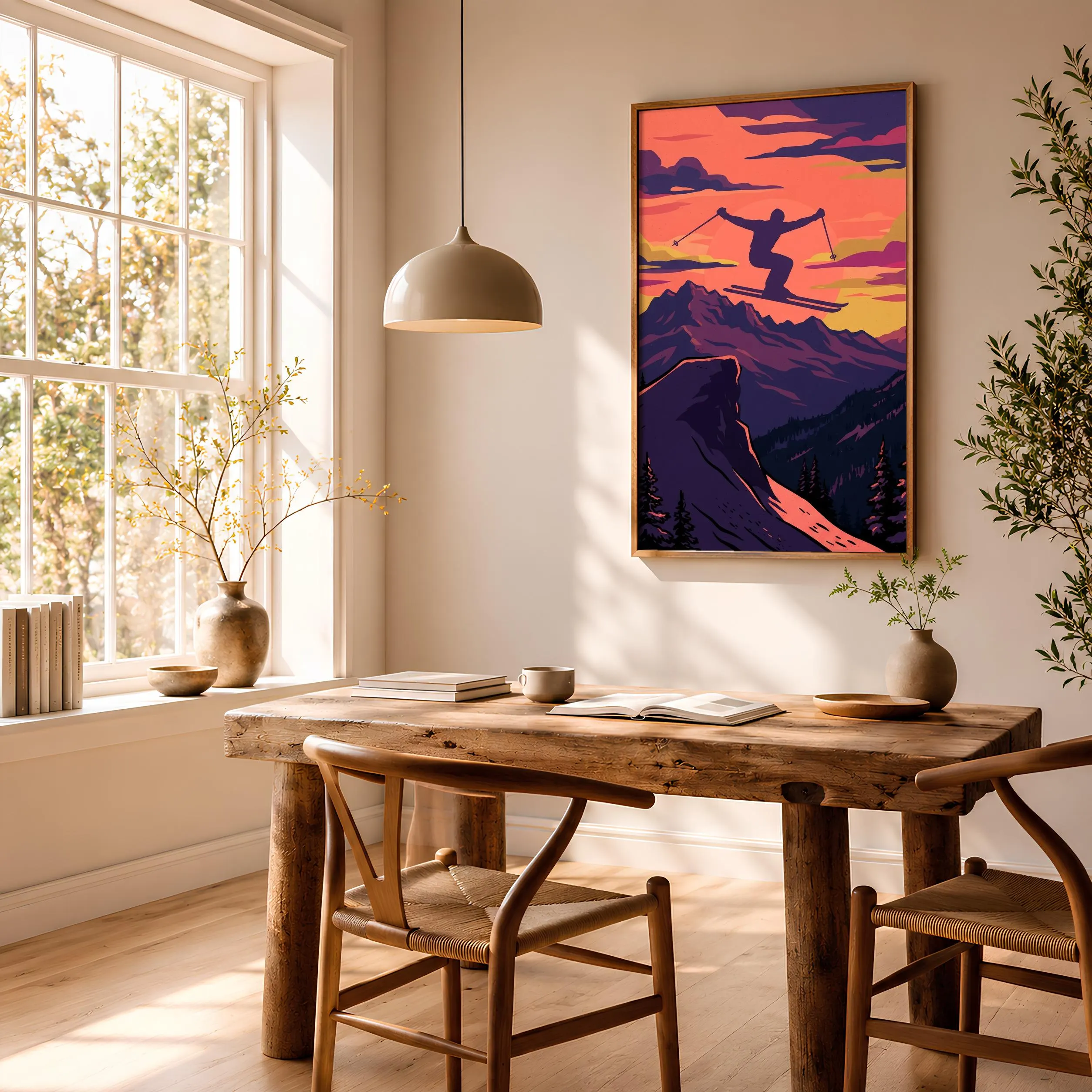 Ski Jump Print, Alpine WPA Travel Poster, Coral Purple Wall Art, Bedroom Decor, Housewarming Gift – Calm Wall Art by Artsify thumbnail 2