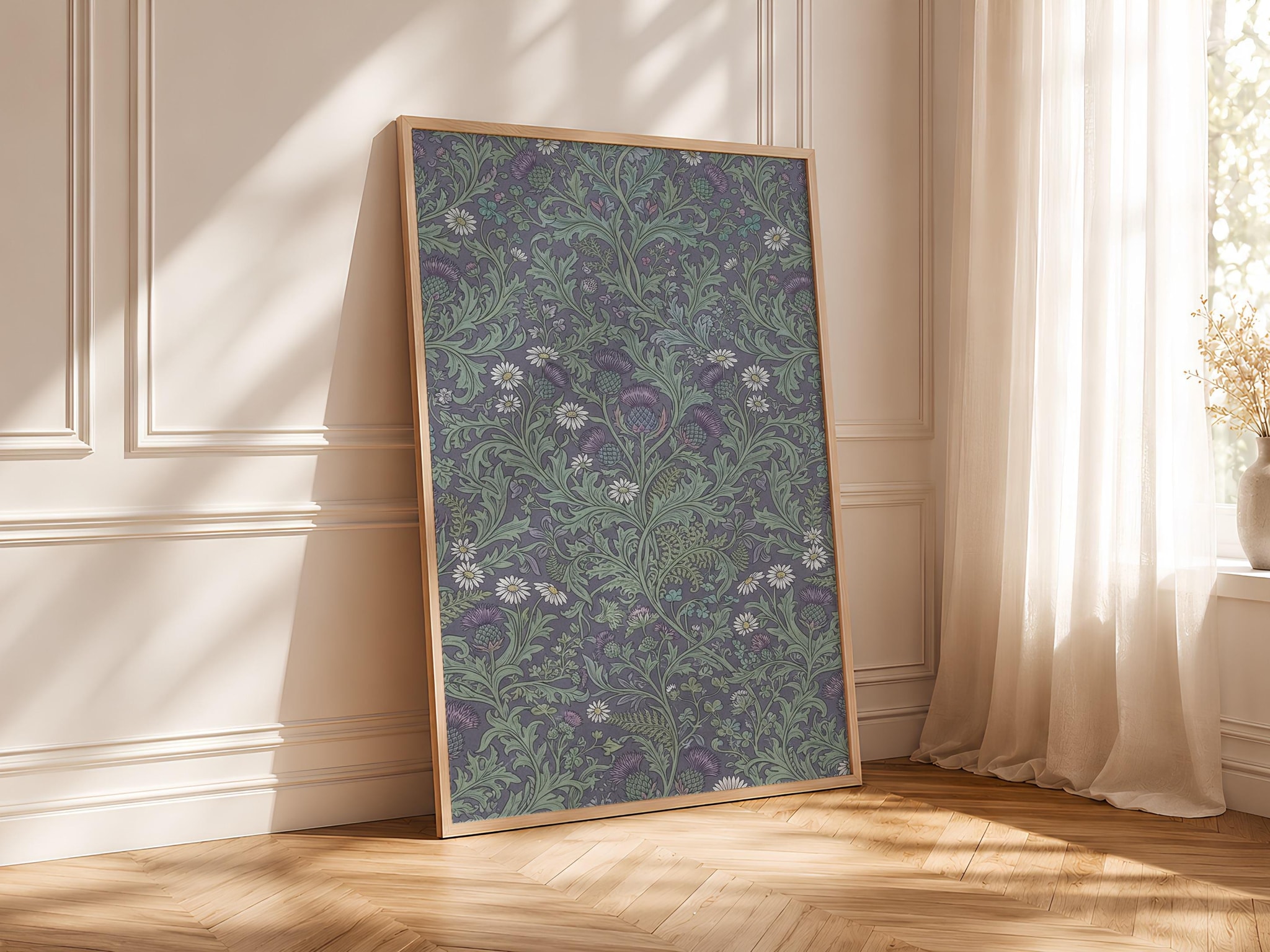 William Morris Style Print, Arts and Crafts Thistle Poster, Daisy Meadow Wall Art, Bedroom Decor, Housewarming Gift – Calm Wall Art by Artsify thumbnail 4