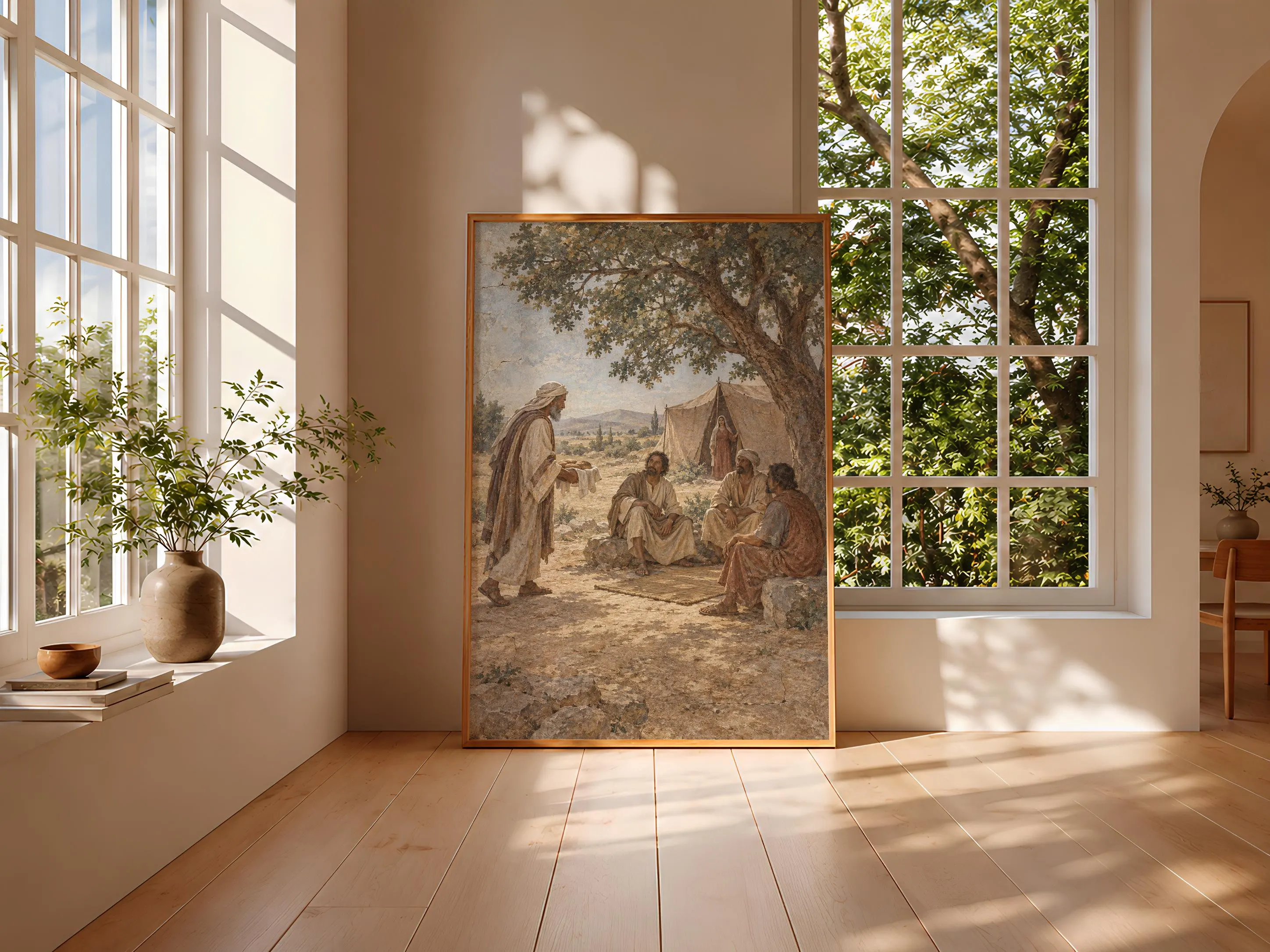 Hospitality of Abraham Wall Art, Three Visitors Bible Painting – Calm Wall Art by Artsify thumbnail 3