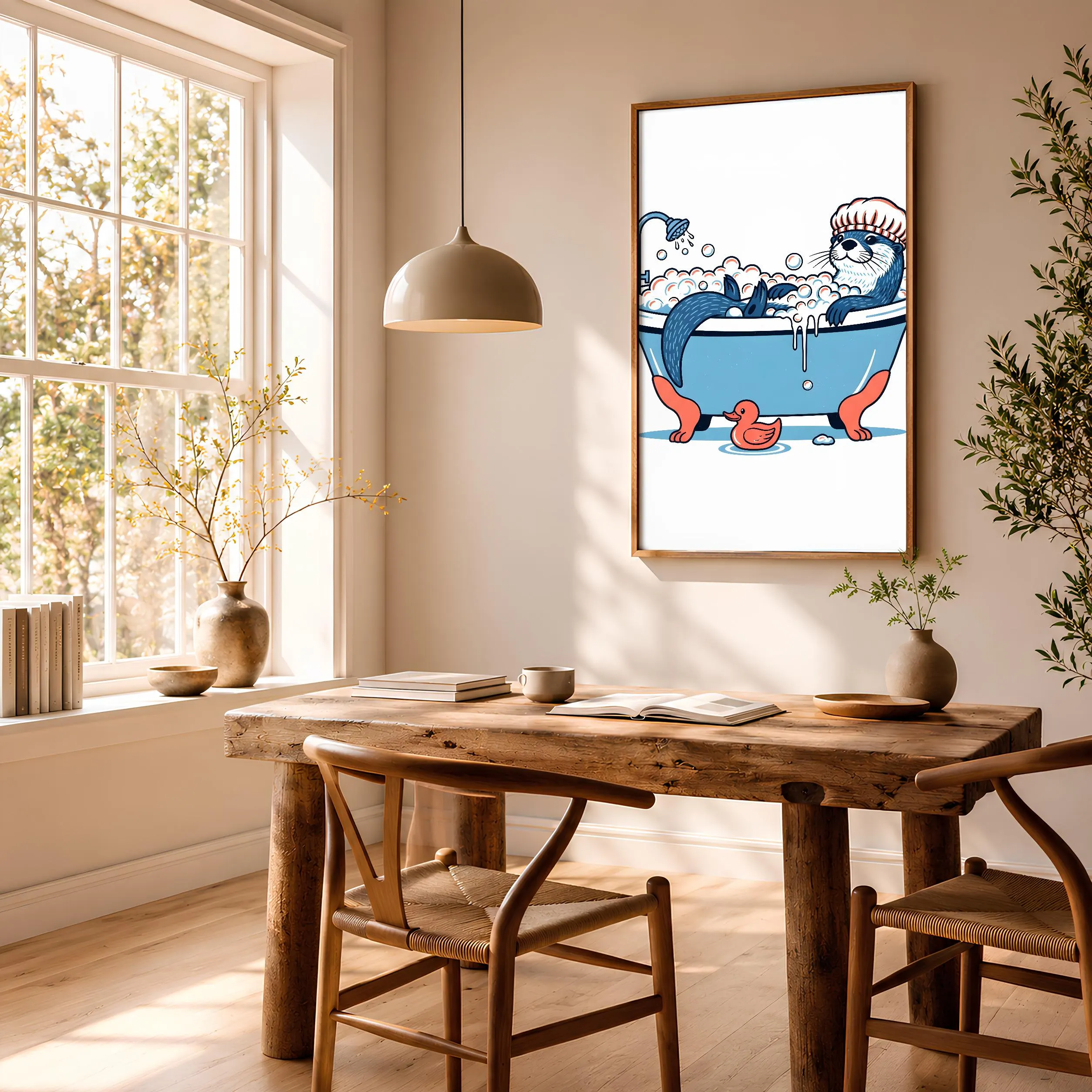 Funny Otter Bathroom Print, Bubble Bath Animal Poster, Quirky Bathroom Wall Art, Retro Humor Decor, Housewarming Gift – Calm Wall Art by Artsify thumbnail 2