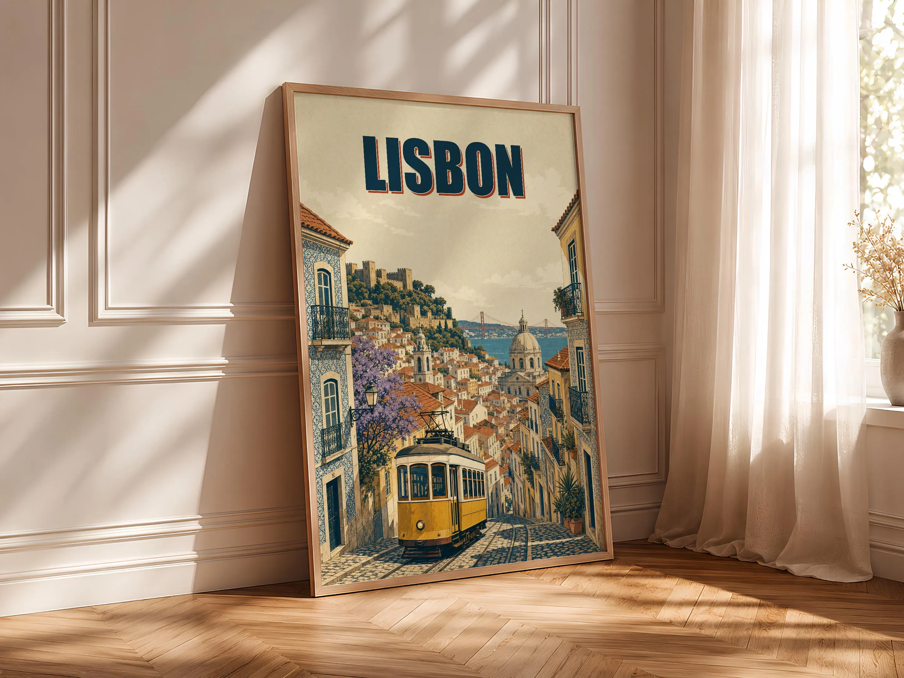 Lisbon Travel Poster Print, Vintage Skyline Wall Art, Bold Typography Poster, City Name Wall Decor, Housewarming Gift – Calm Wall Art by Artsify thumbnail 4