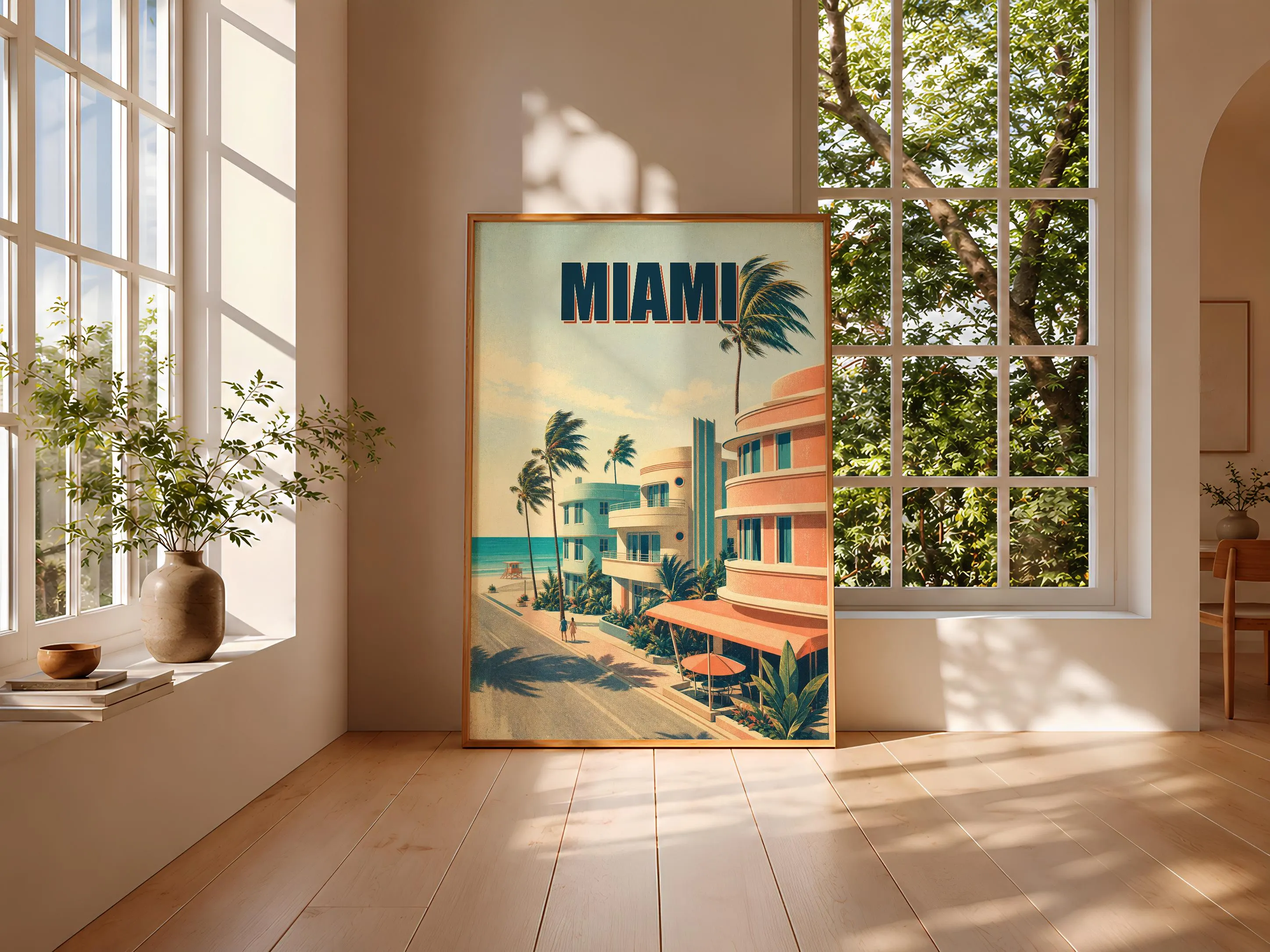 Miami Travel Poster Print, Vintage Skyline Wall Art, Bold Typography Poster, City Name Wall Decor, Housewarming Gift – Calm Wall Art by Artsify thumbnail 3