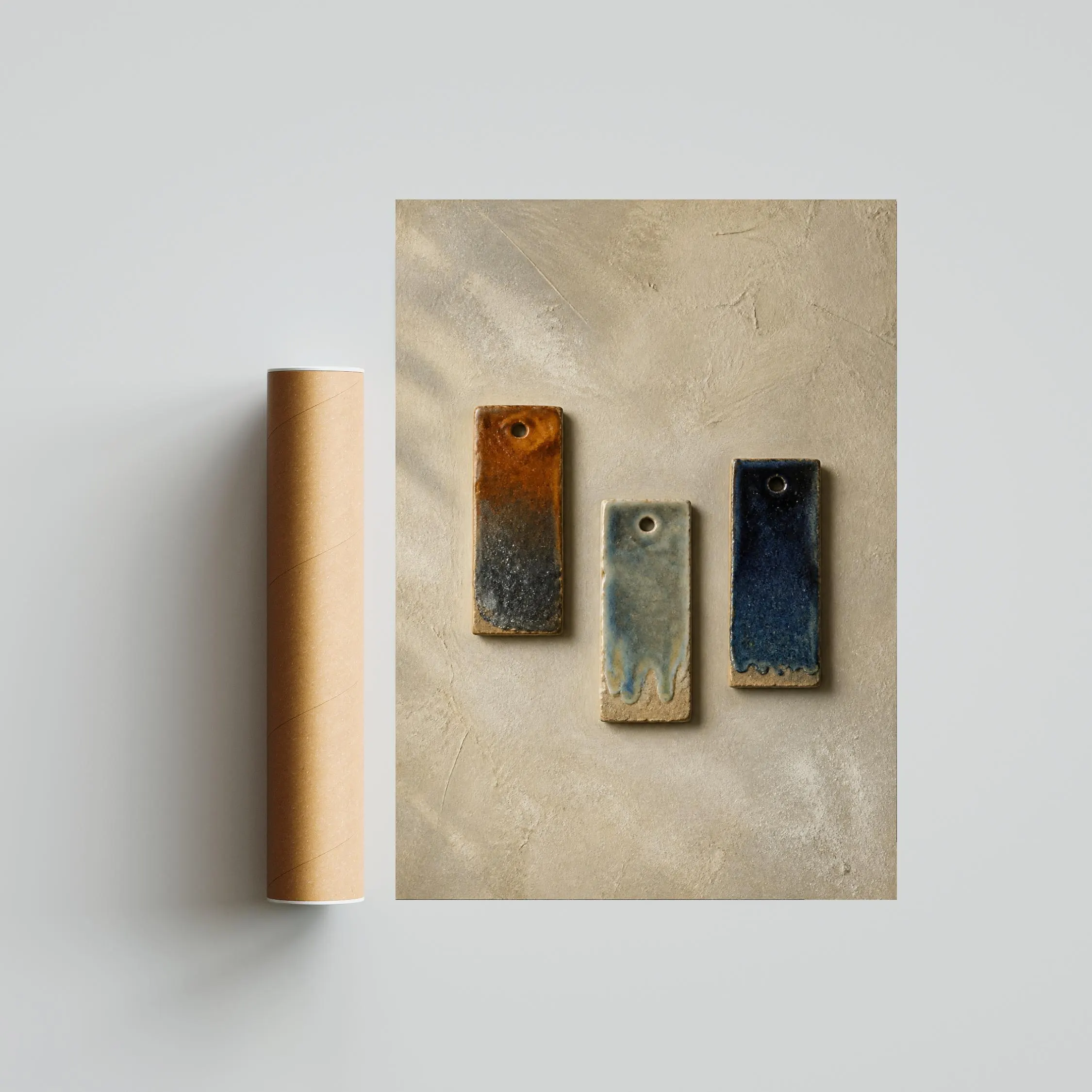 Ceramic Glaze Test Tile Wall Art, Cobalt Celadon Studio Print – Calm Wall Art by Artsify thumbnail 5