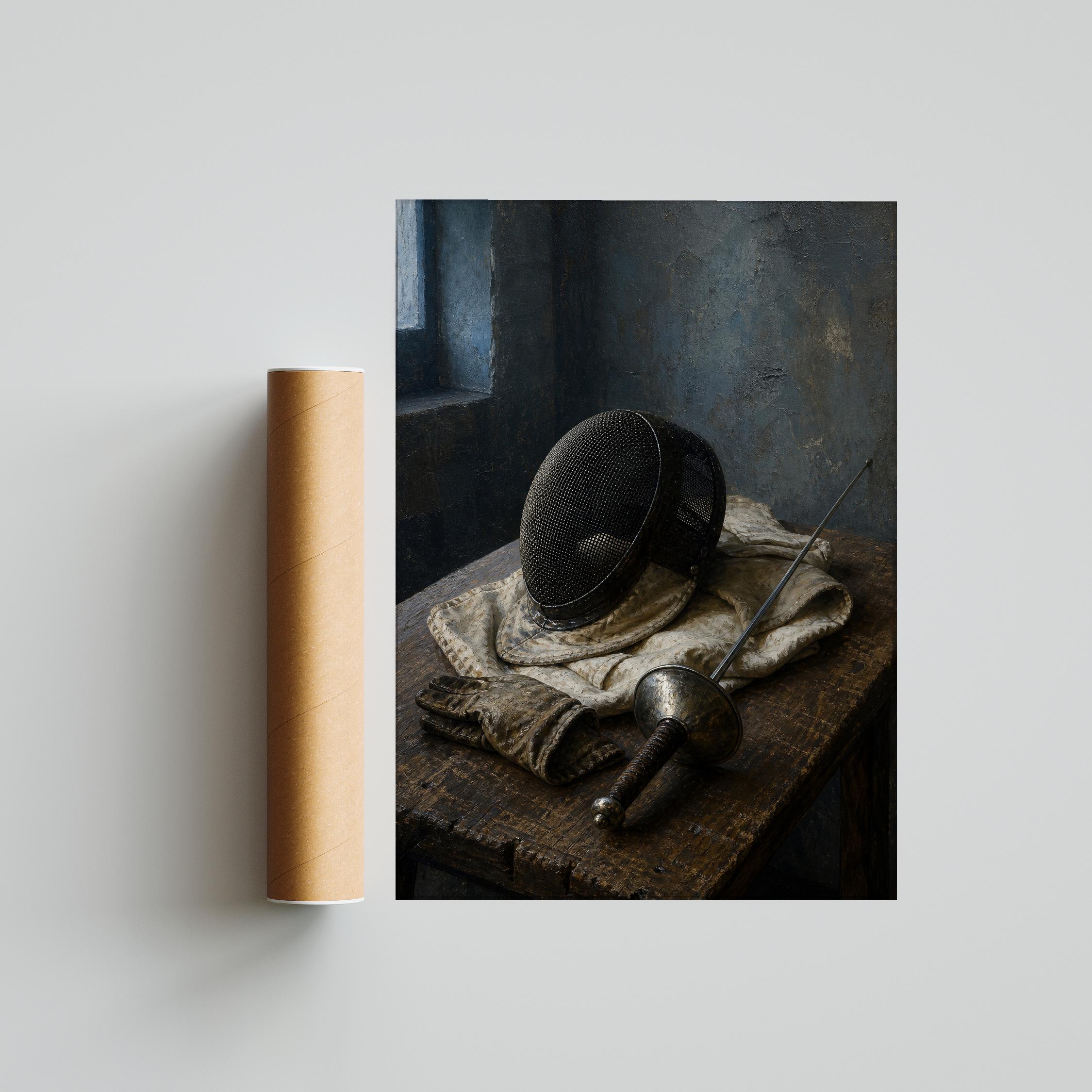 Vintage Fencing Print, Sport Still Life Wall Art, Fencing Mask Poster, Athletic Decor, Housewarming Gift – Calm Wall Art by Artsify thumbnail 5