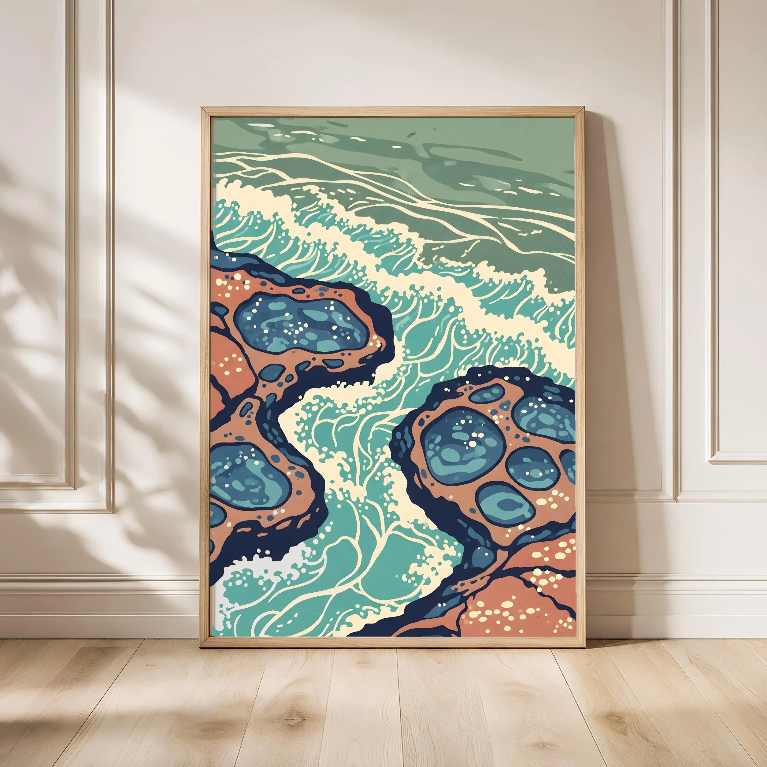 Japanese Wave Art Print, Ocean Tide Woodblock Style Poster, Coastal Zen Wall Art, Blue Home Decor, A1/A2/A3/A4, Housewarming Gift – Calm Wall Art by Artsify