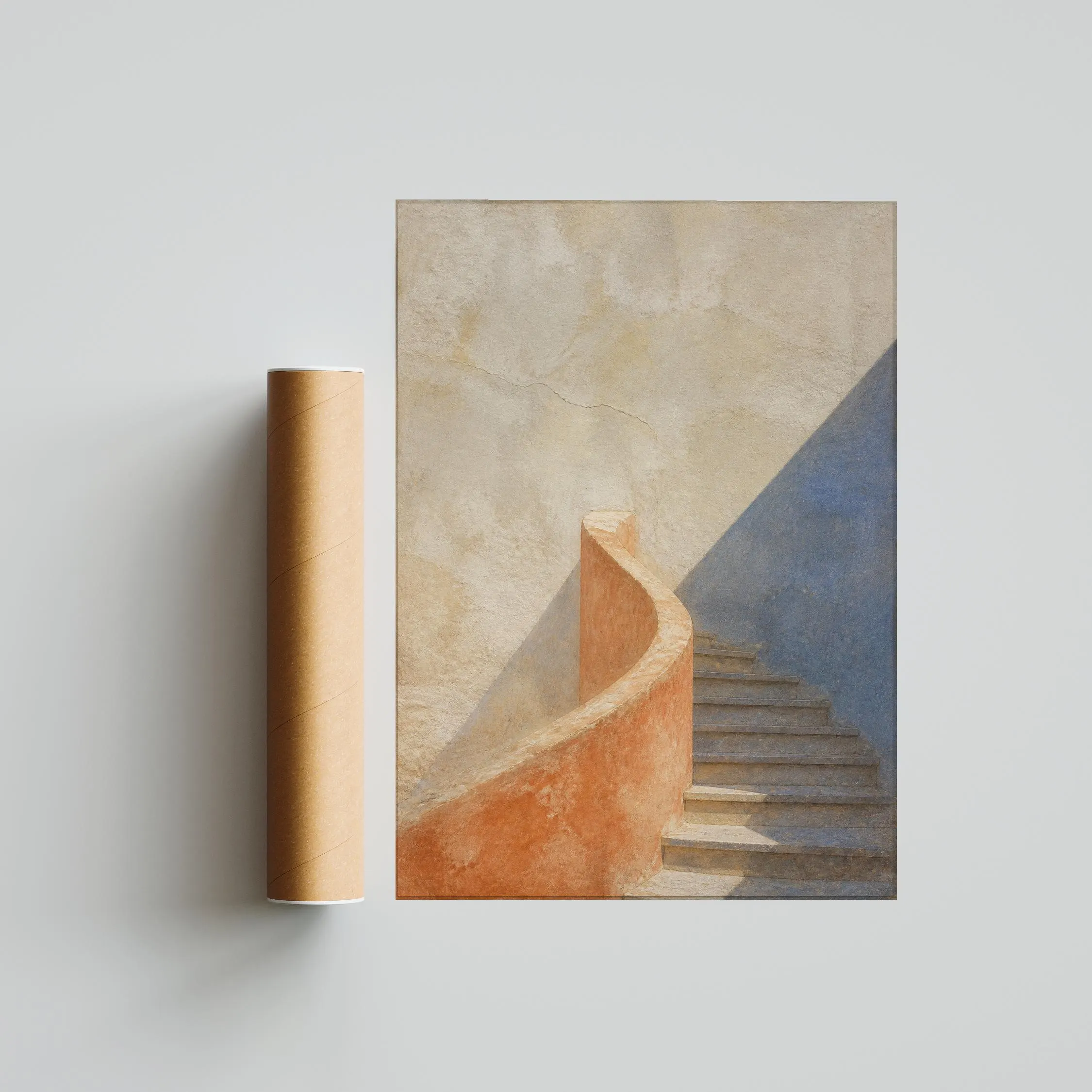 Mediterranean Staircase Print, Terracotta Fresco Wall Art, Minimalist Coastal Poster, Housewarming Gift – Calm Wall Art by Artsify thumbnail 5