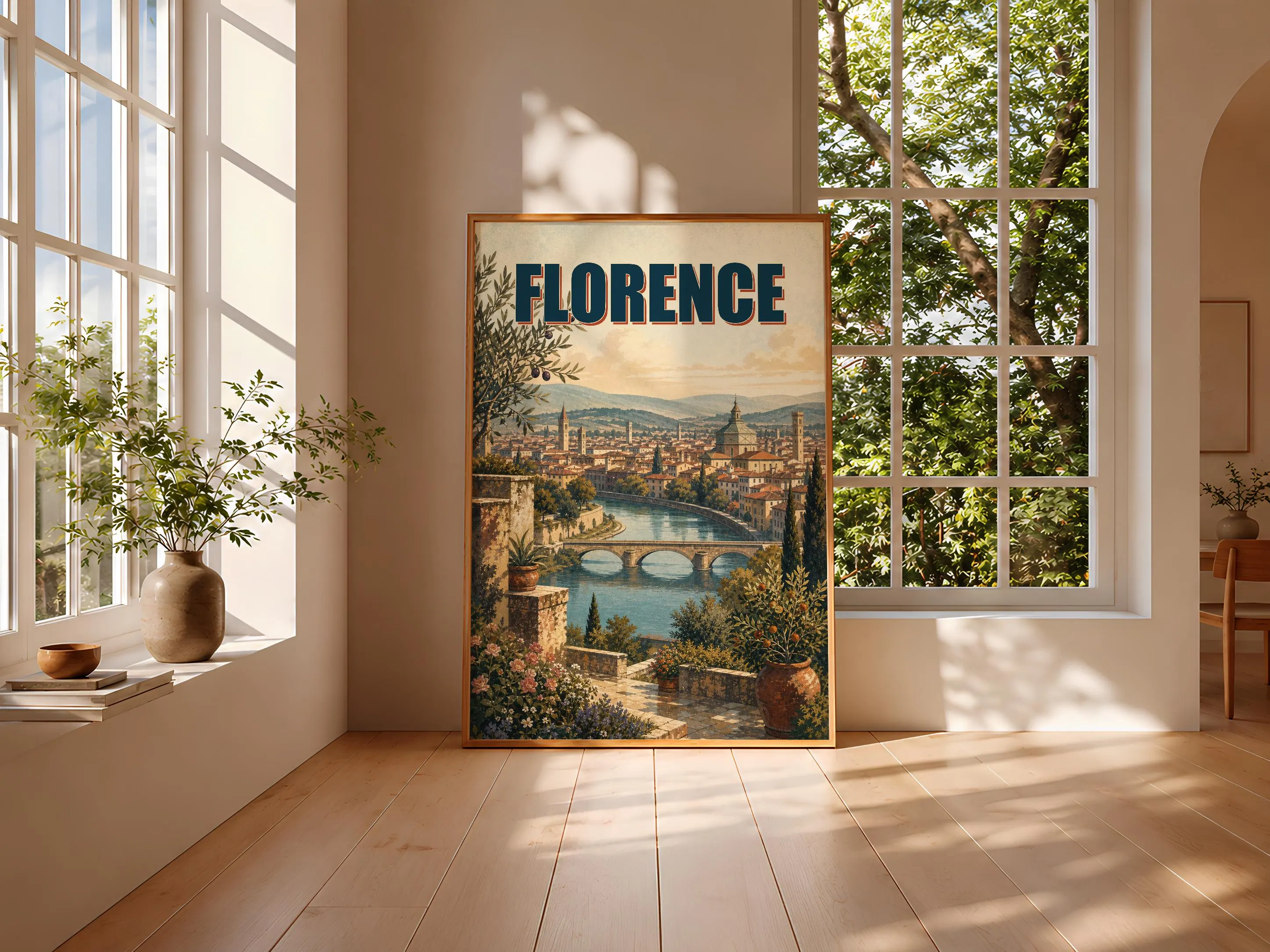 Florence Travel Poster Print, Vintage Skyline Wall Art, Bold Typography Poster, City Name Wall Decor, Housewarming Gift – Calm Wall Art by Artsify thumbnail 3