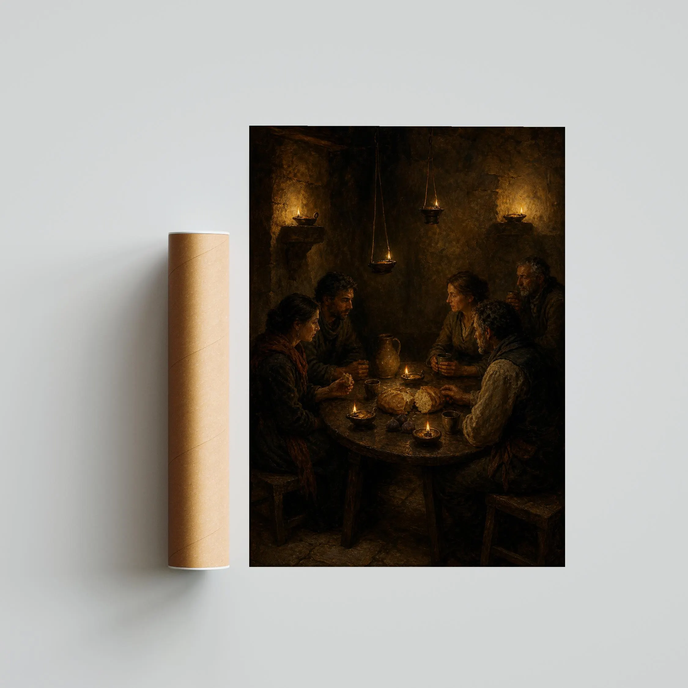 Sacred Supper Wall Art, Old Master Dining Room Painting, Warm Candlelight Print – Calm Wall Art by Artsify thumbnail 5