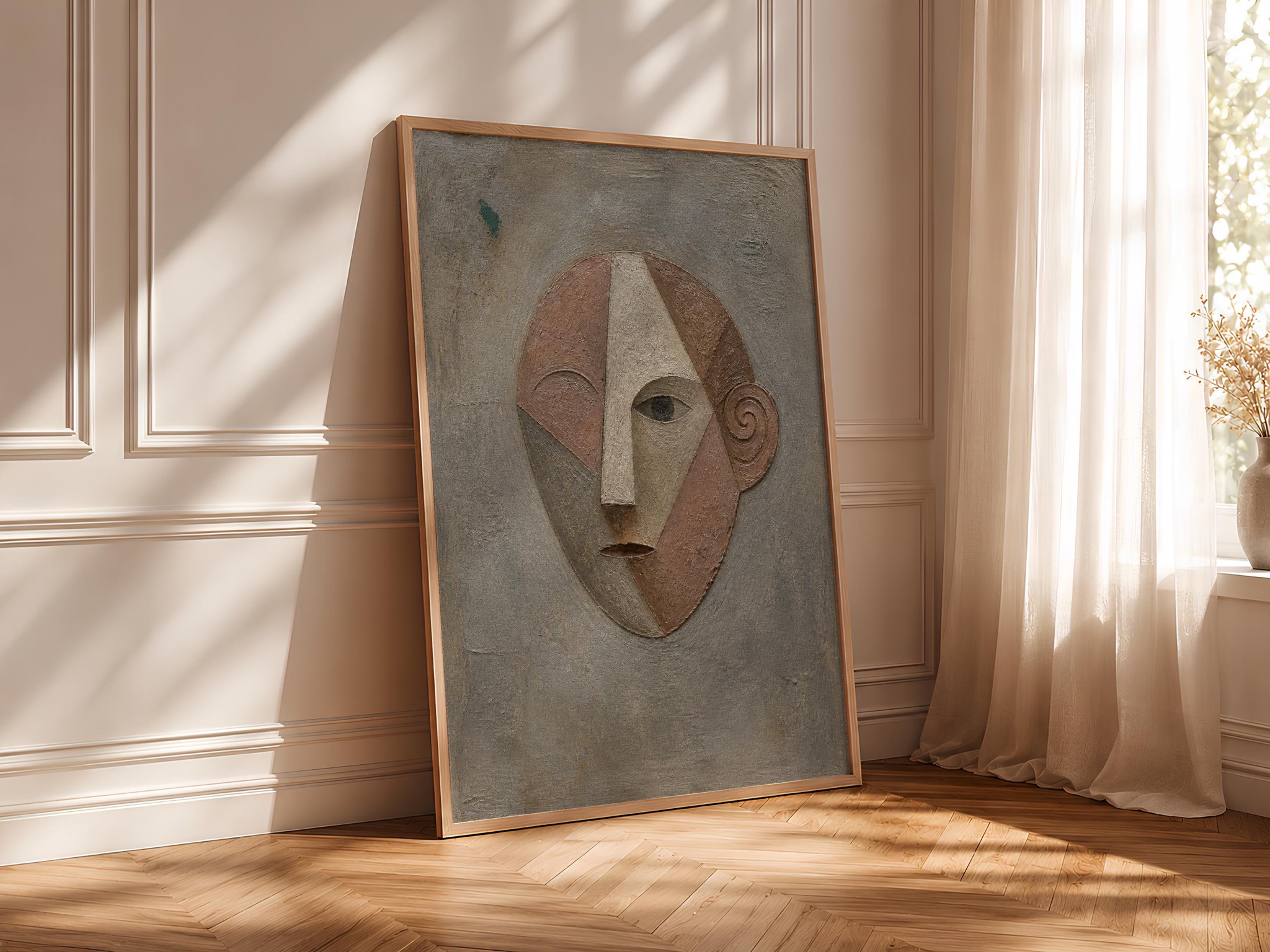 Abstract Portrait Wall Art, Rose Umber Modernist Face Print – Calm Wall Art by Artsify thumbnail 4