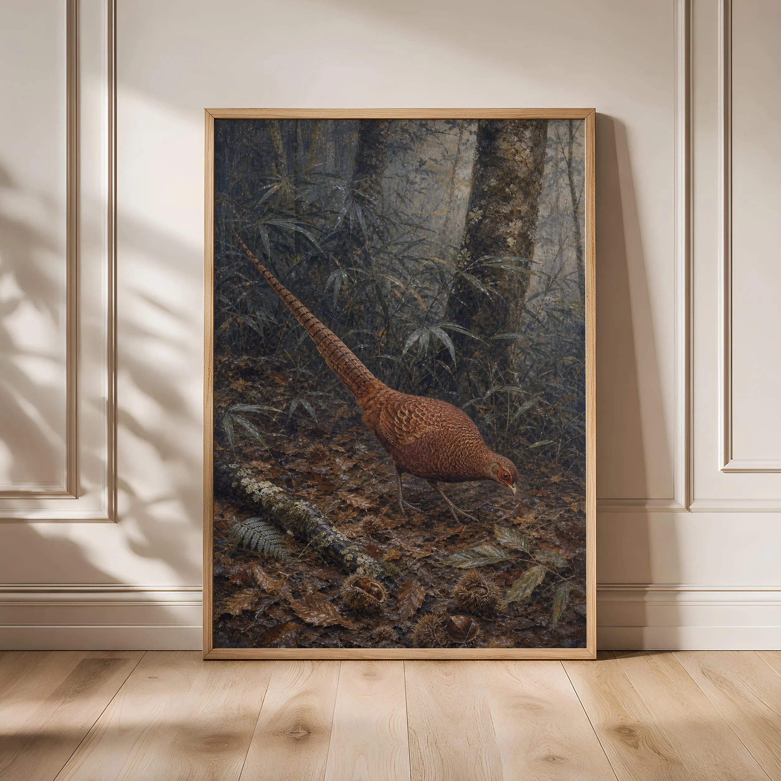 Copper Pheasant Painting Print, Japanese Wildlife Wall Art, Bamboo Forest Poster, Woodland Nature Decor, Housewarming Gift – Calm Wall Art by Artsify