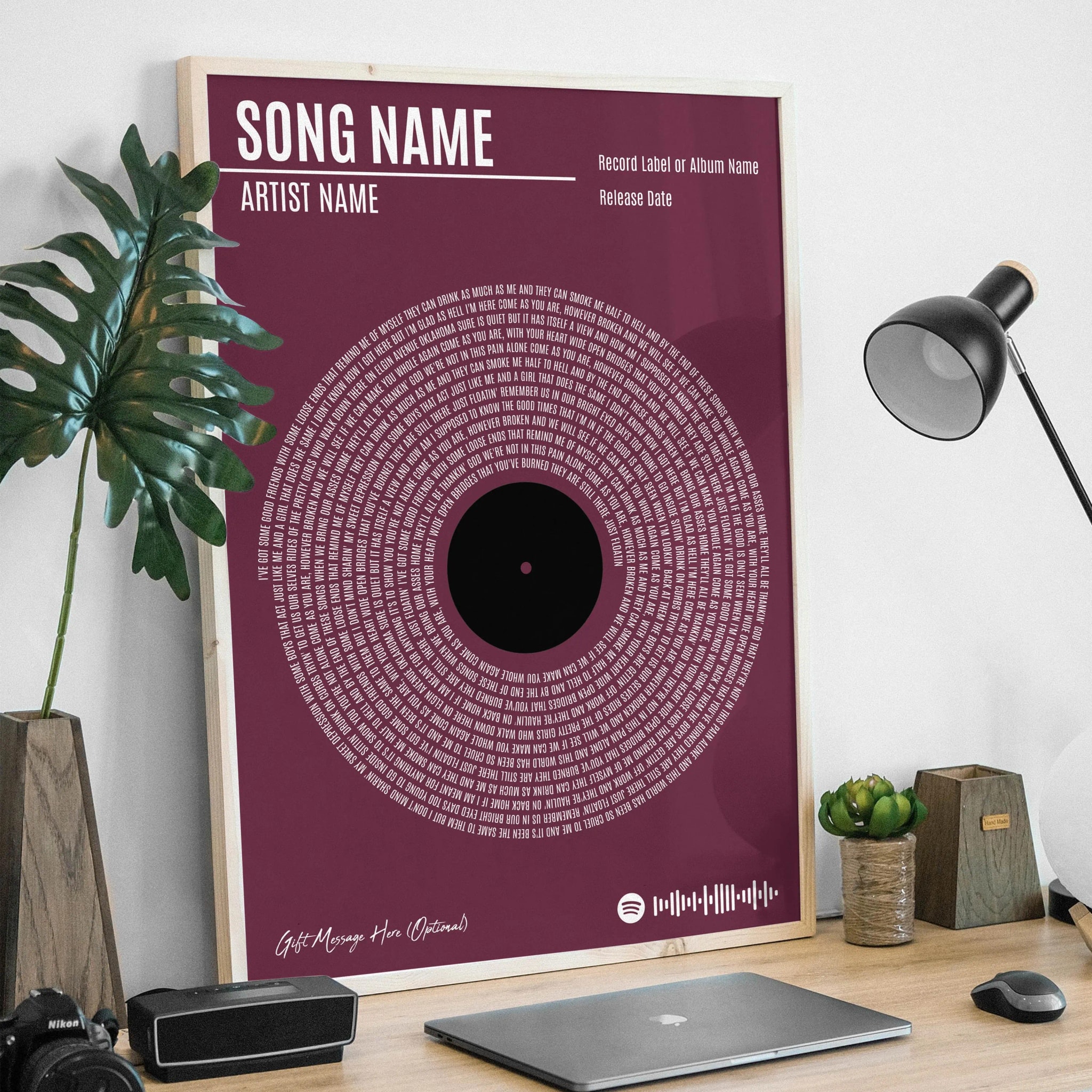 Custom Vinyl Lyrics Print, Personalised Music Poster, Customizable Music Gift, Anniversary Gift, Wedding Song Dance, Valentine's Gift – Calm Wall Art by Artsify thumbnail 4