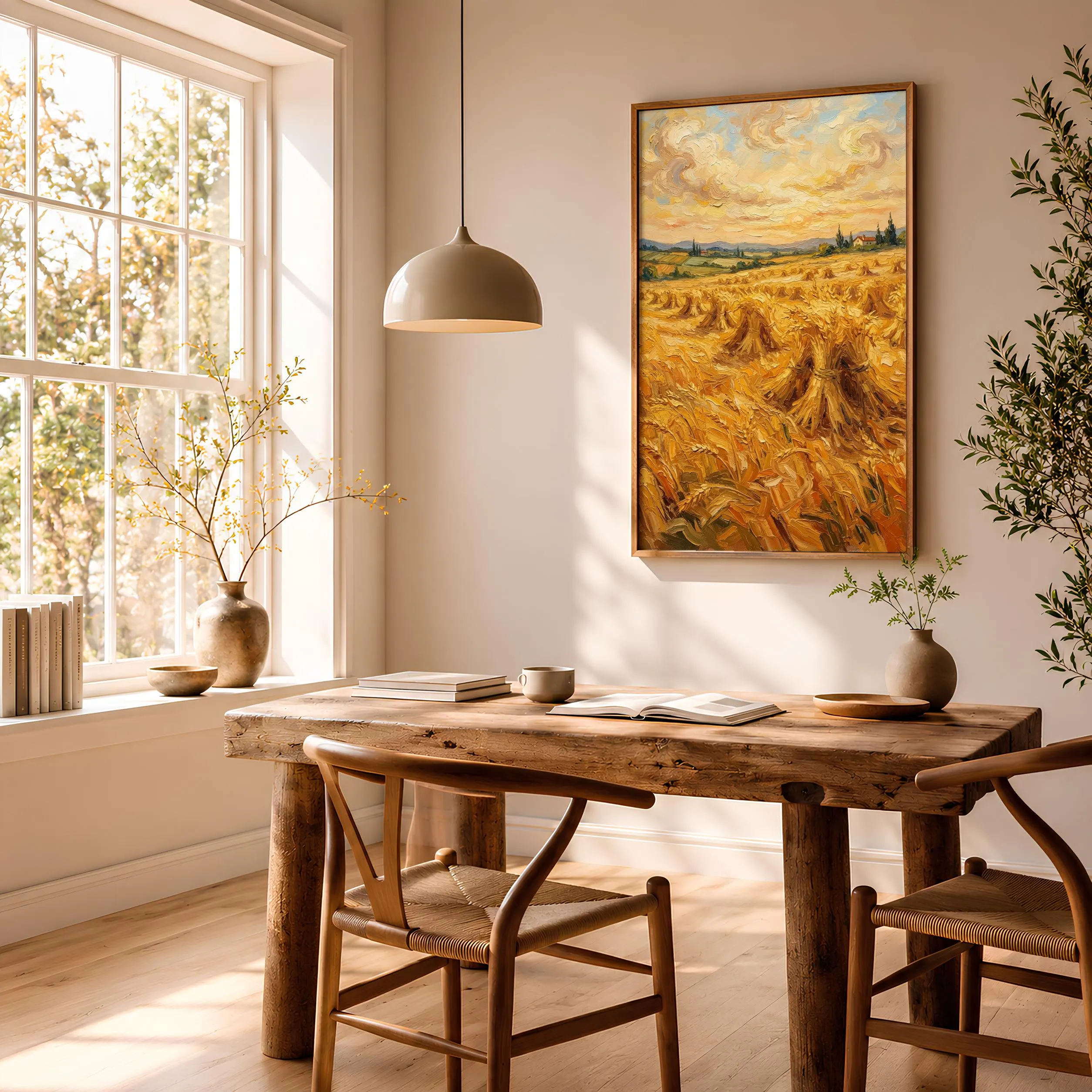 Van Gogh Style Wheat Field Print, Post Impressionist Harvest Poster, Golden Sheaves Wall Art, Kitchen Decor, Housewarming Gift – Calm Wall Art by Artsify thumbnail 2